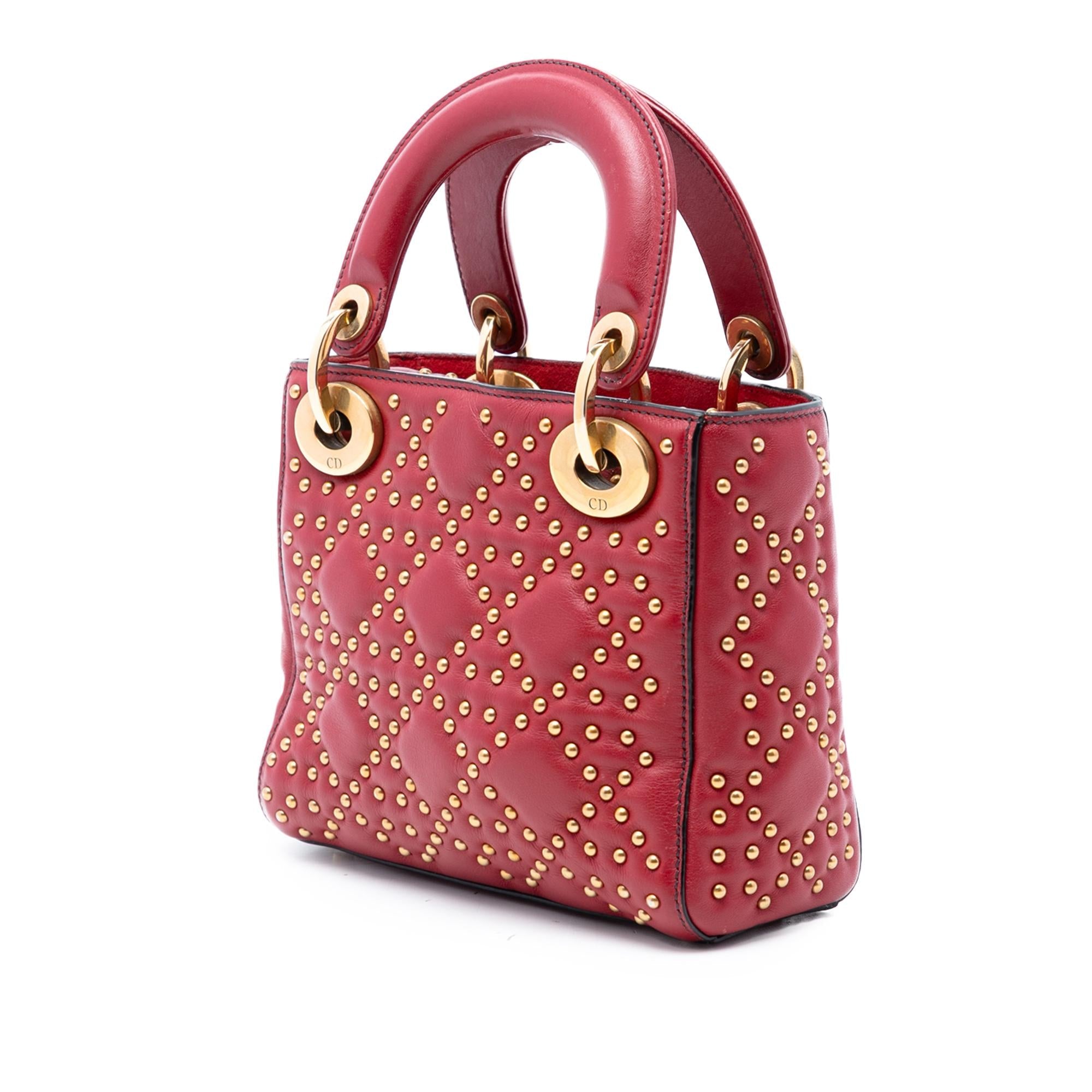 Dior Mini Lambskin Cannage Studded Supple Lady Dior