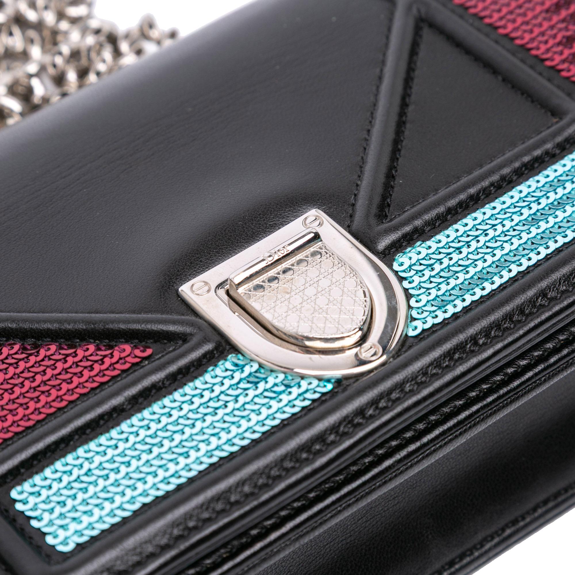 Dior Mini Lambskin Sequin Diorama Flap