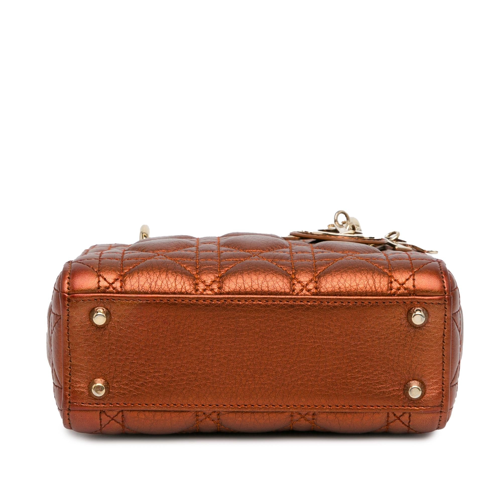Dior Mini Metallic Calfskin Cannage Lady Dior