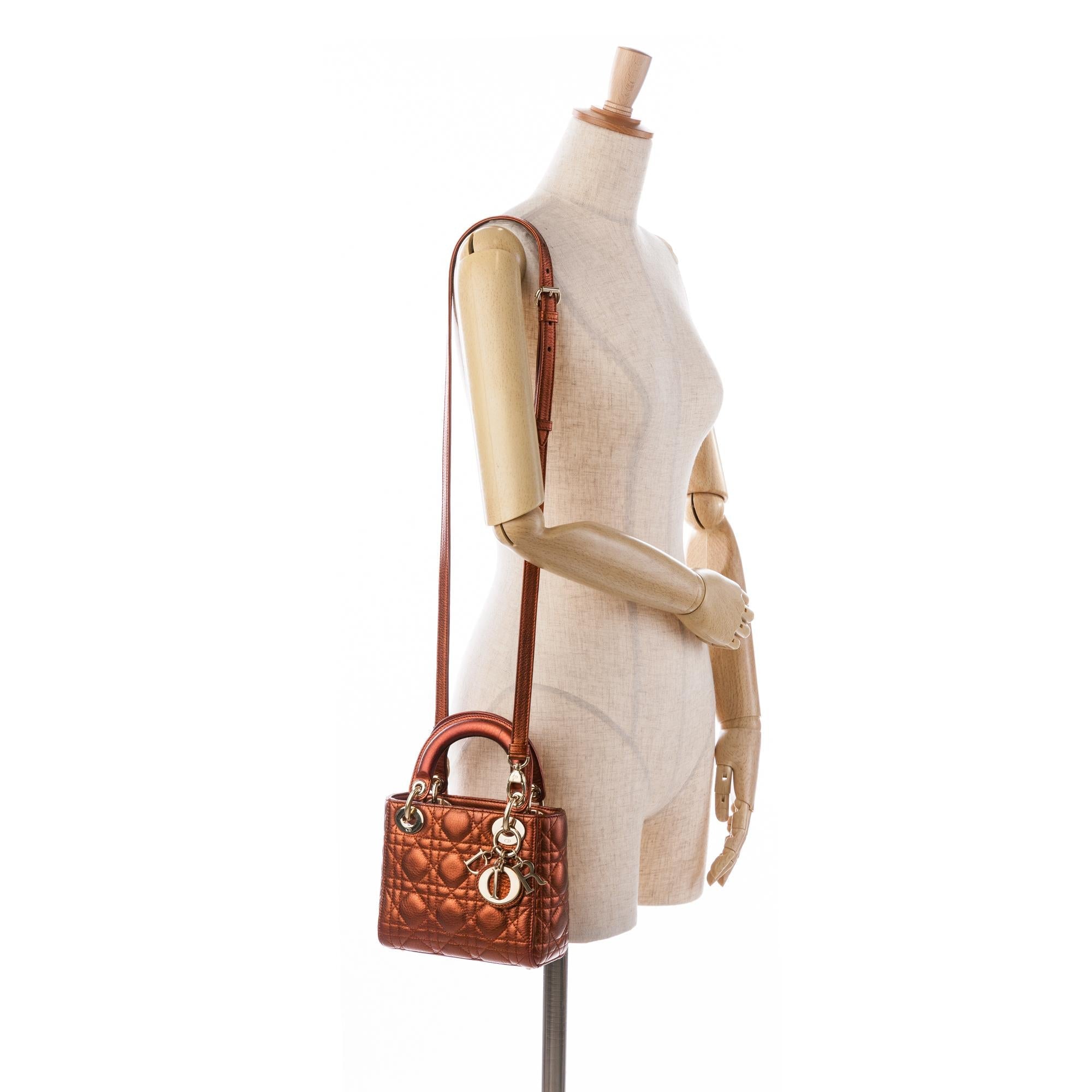 Dior Mini Metallic Calfskin Cannage Lady Dior
