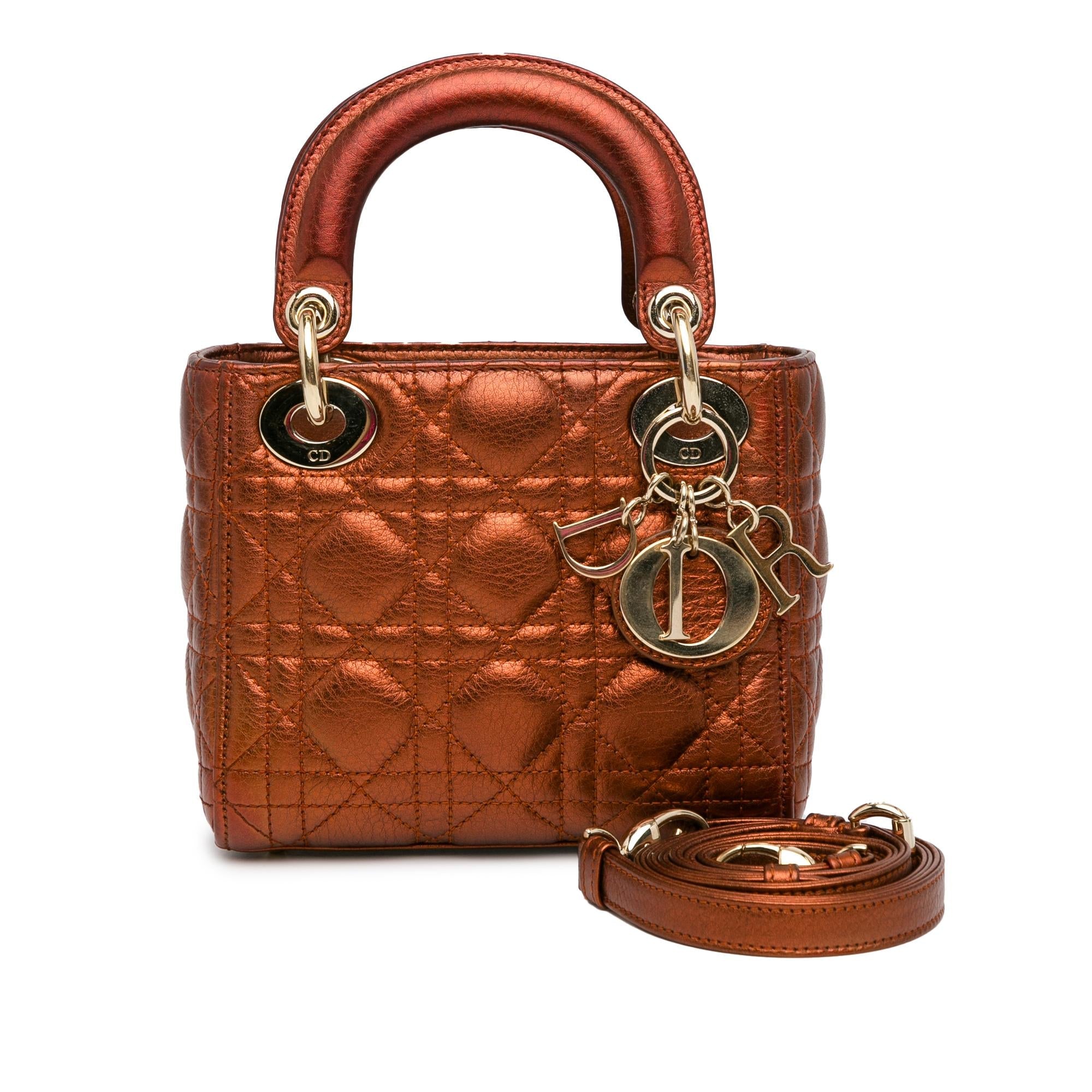 Dior Mini Metallic Calfskin Cannage Lady Dior