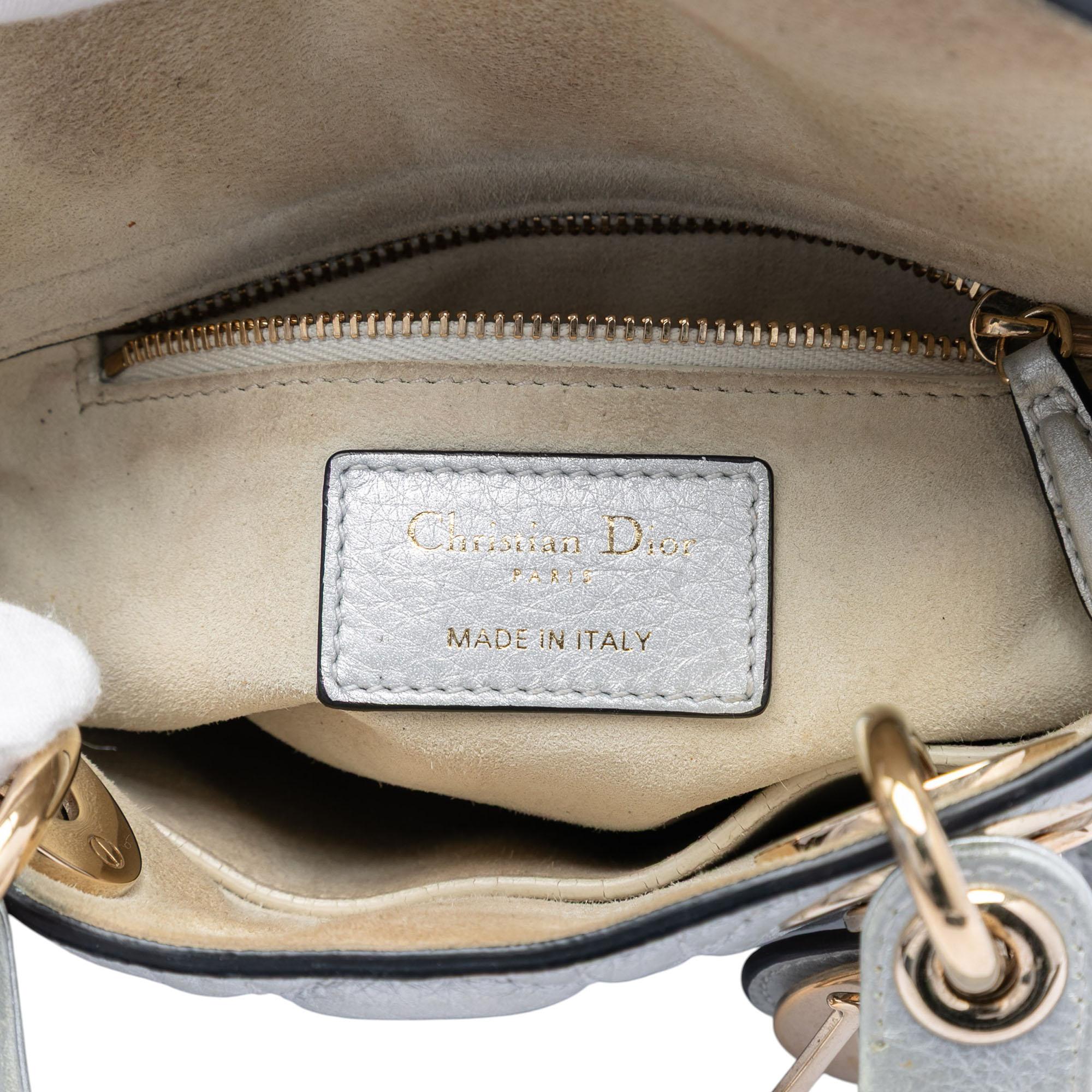 Dior Mini Metallic Calfskin Cannage Supple Lady Dior