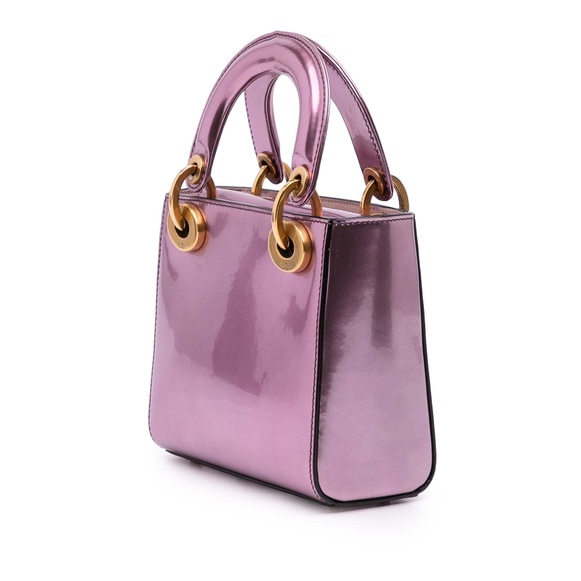 Dior Mini Metallic Glazed Calfskin Lady Dior