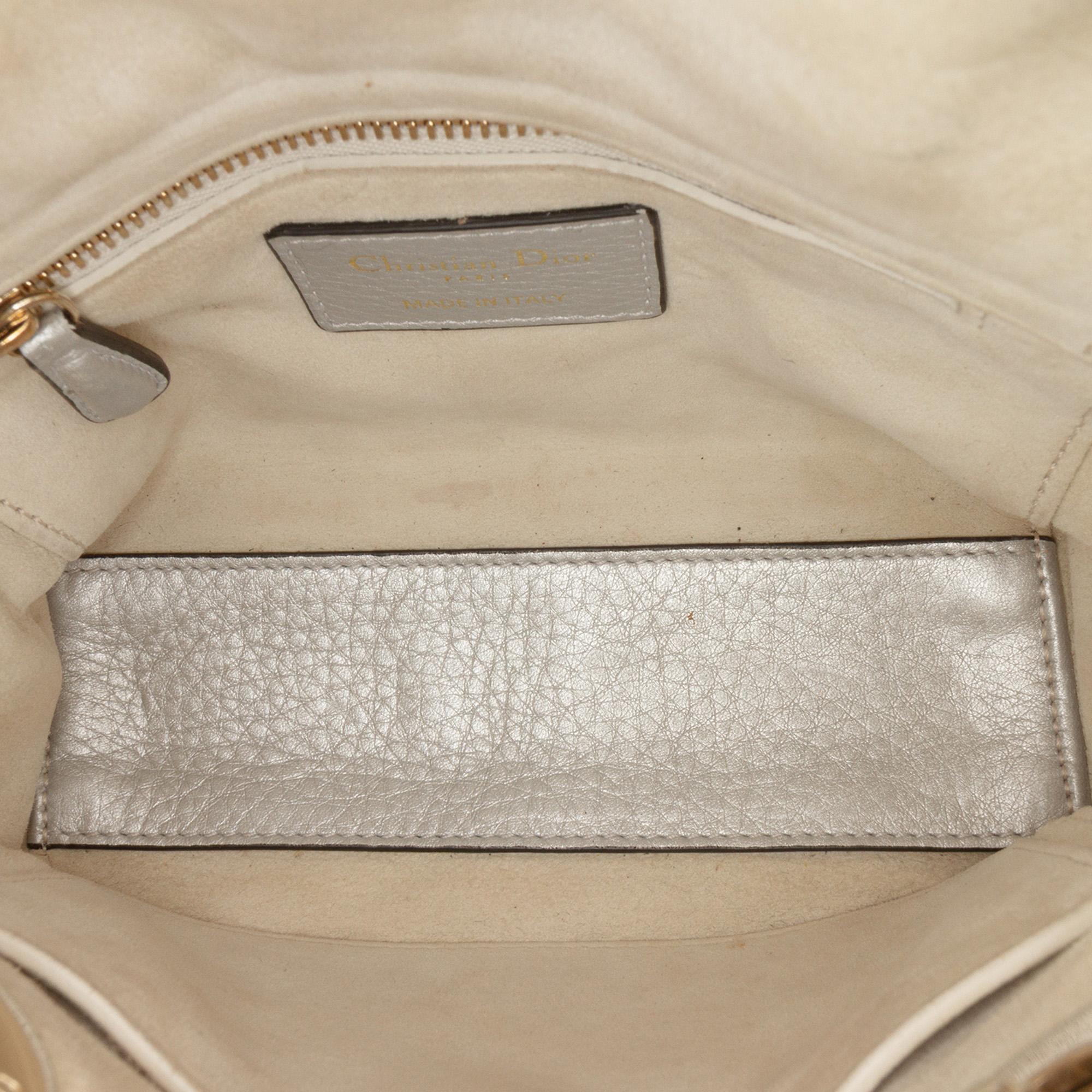 Dior Mini Metallic Grained Calfskin Cannage Lady Dior