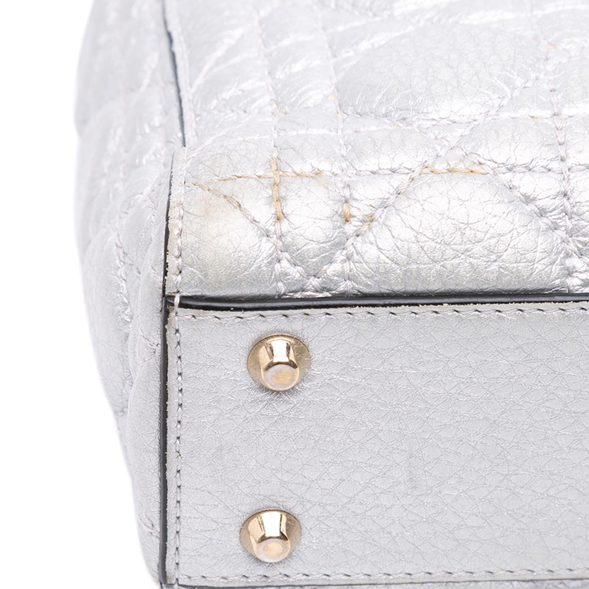 Dior Mini Metallic Grained Calfskin Cannage Lady Dior