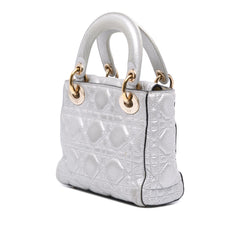 Dior Mini Metallic Grained Calfskin Cannage Lady Dior