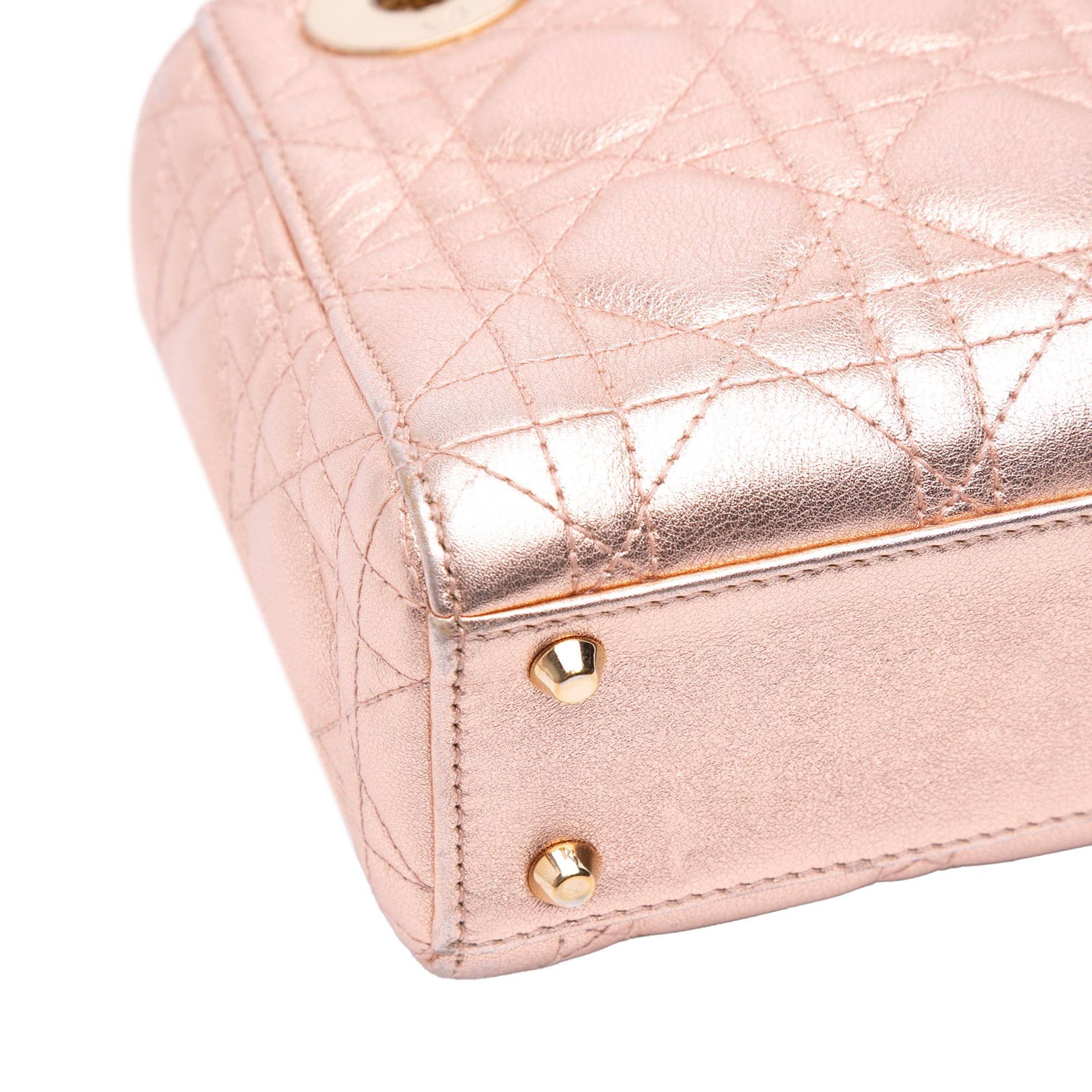 Dior Mini Metallic Lambskin Cannage Lady Dior