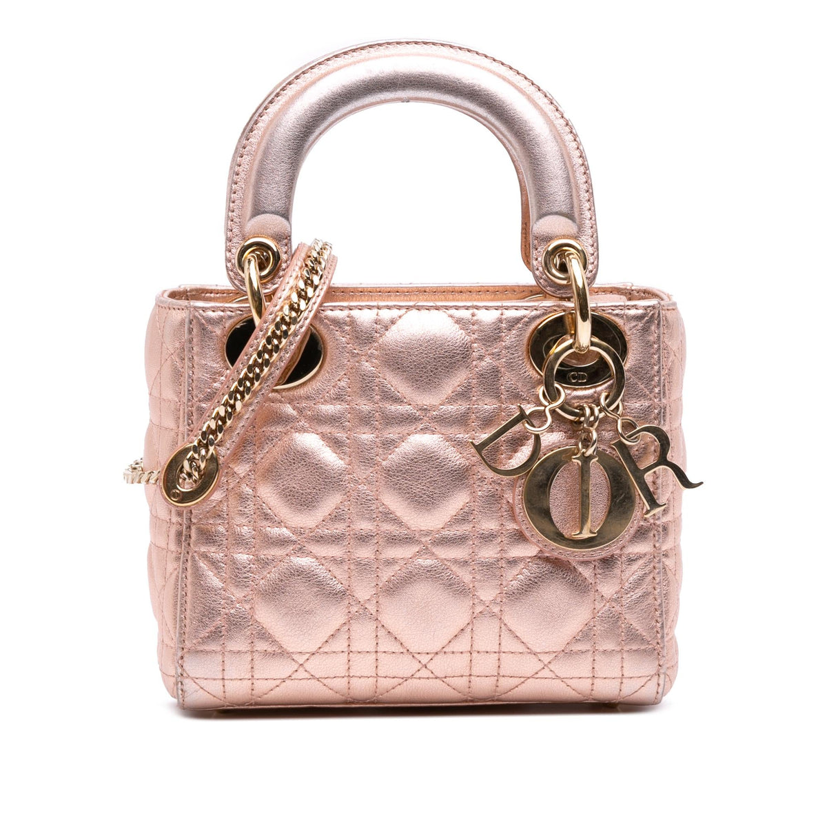 Dior Mini Metallic Lambskin Cannage Lady Dior