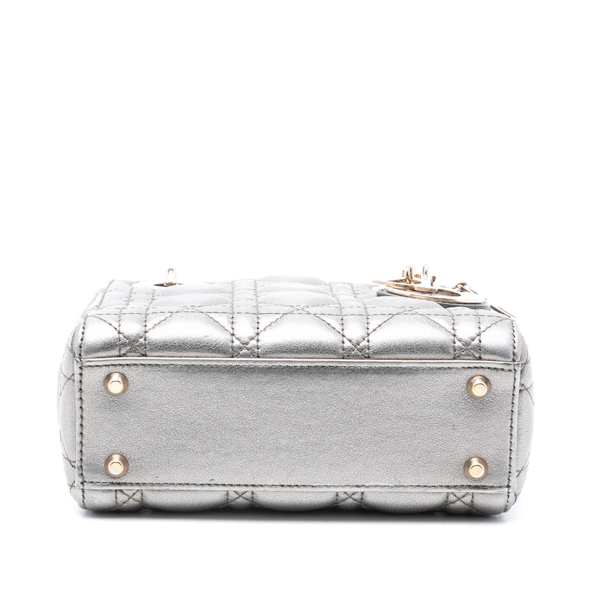 Dior Mini Metallic Lambskin Cannage Lady Dior