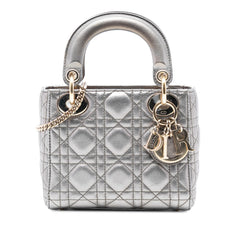 Dior Mini Metallic Lambskin Cannage Lady Dior