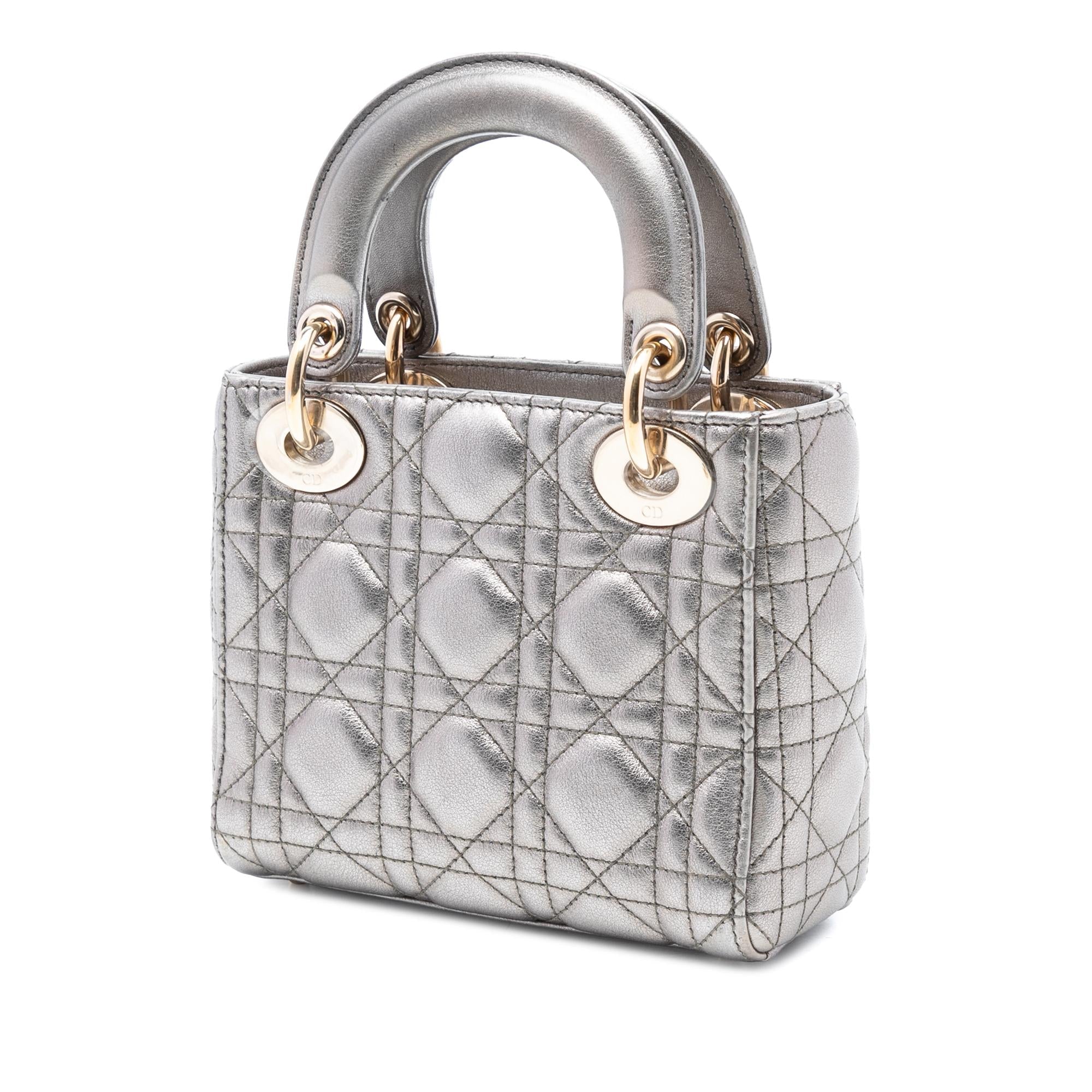 Dior Mini Metallic Lambskin Cannage Lady Dior
