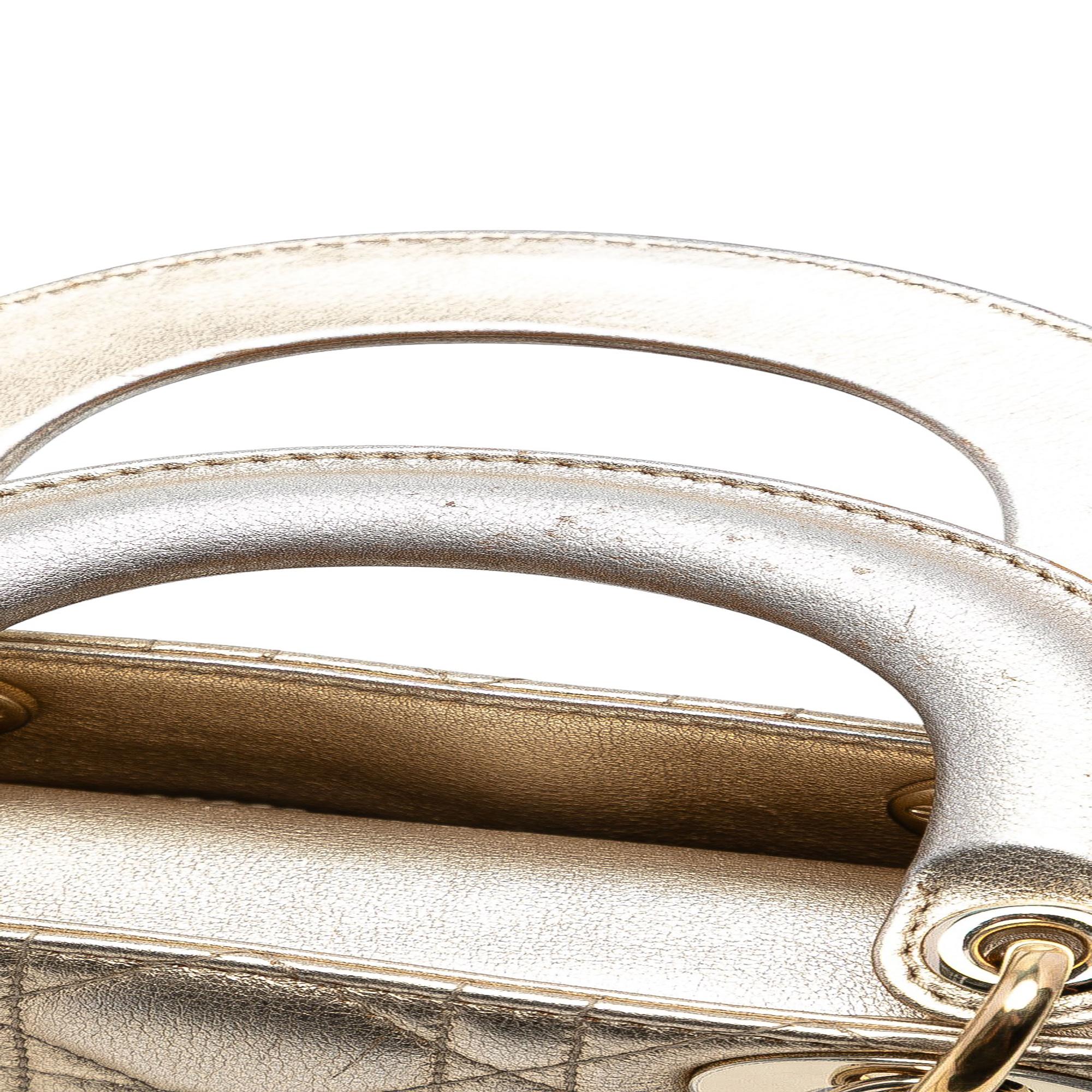 Dior Mini Metallic Lambskin Cannage Lady Dior