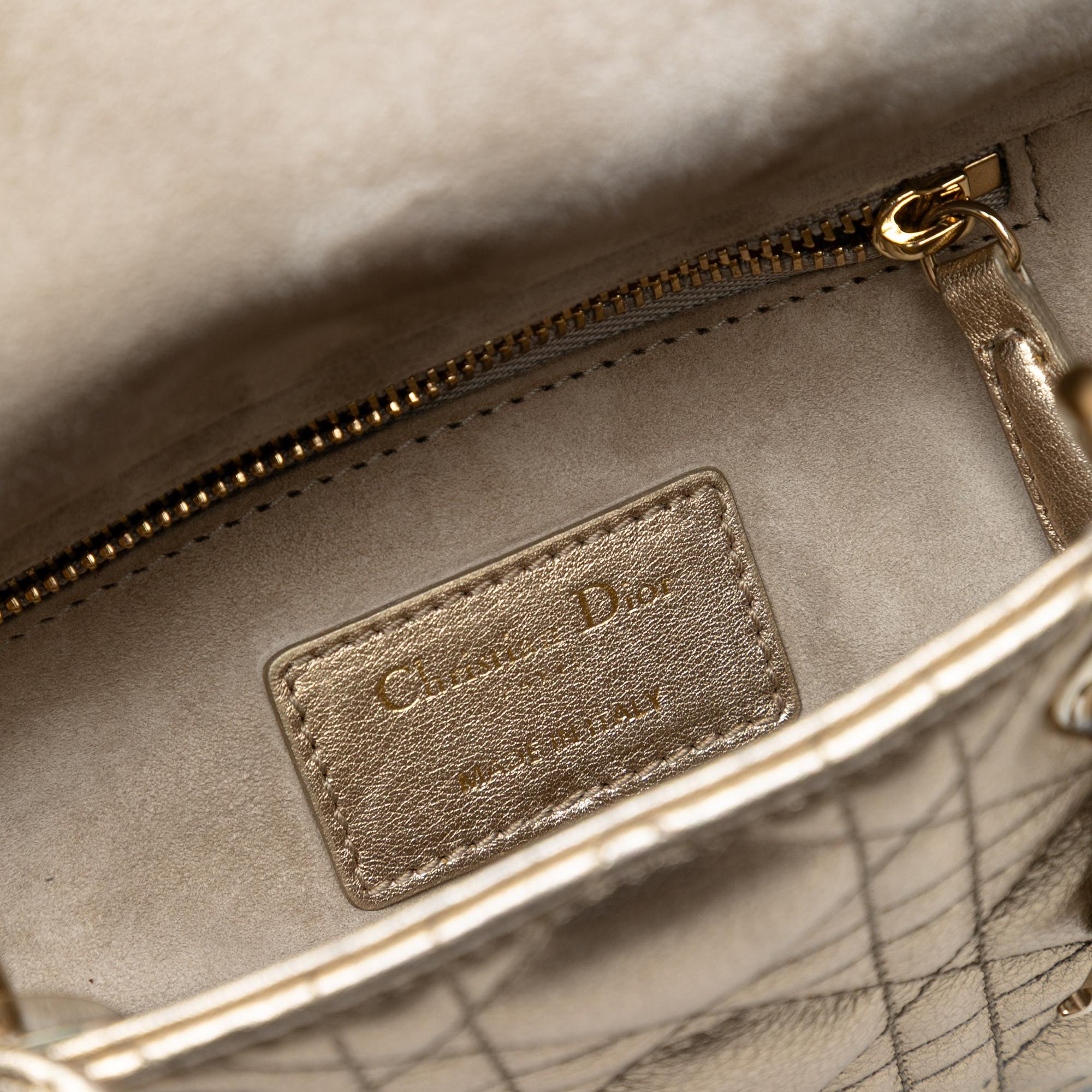 Dior Mini Metallic Lambskin Cannage Lady Dior