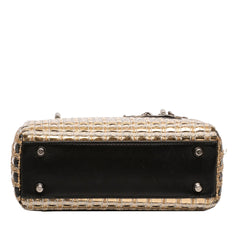 Dior Mini Metallic Leather Woven Tweed Lady Dior
