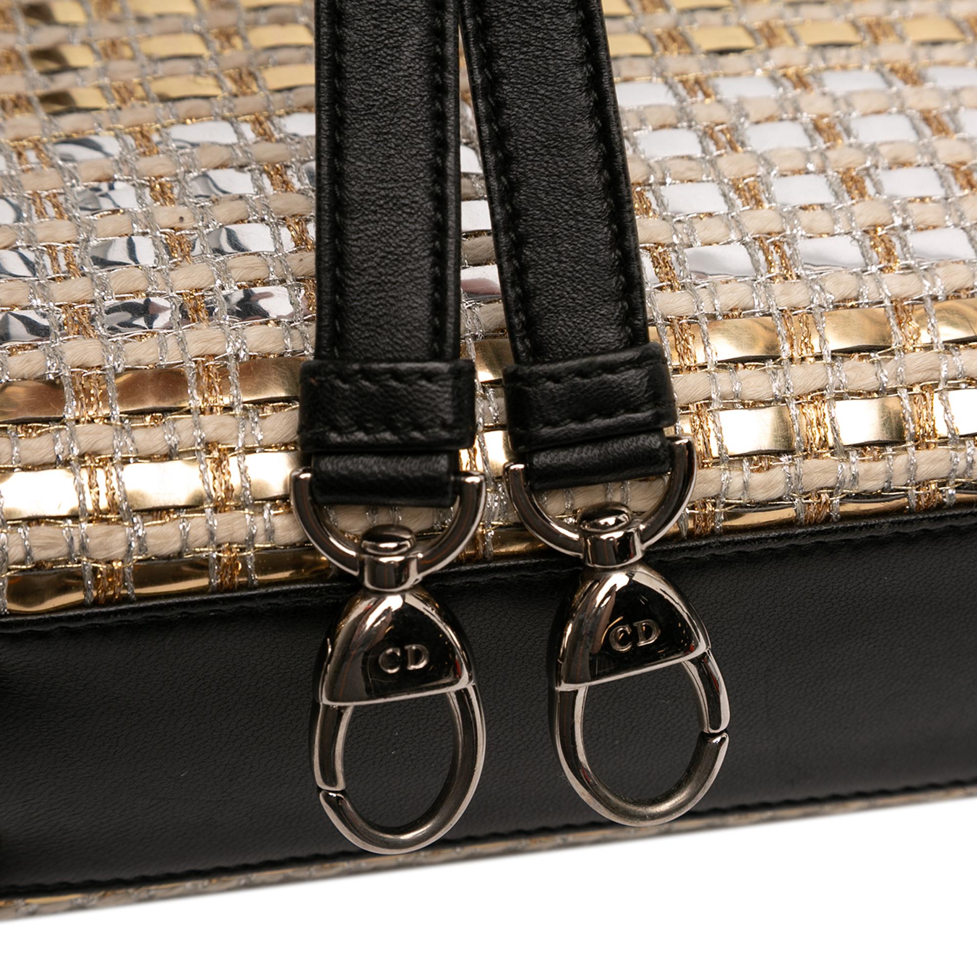 Dior Mini Metallic Leather Woven Tweed Lady Dior