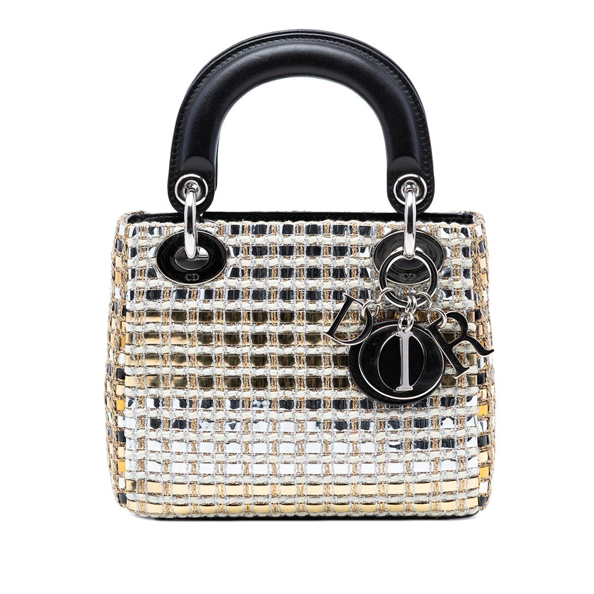 Dior Mini Metallic Leather Woven Tweed Lady Dior