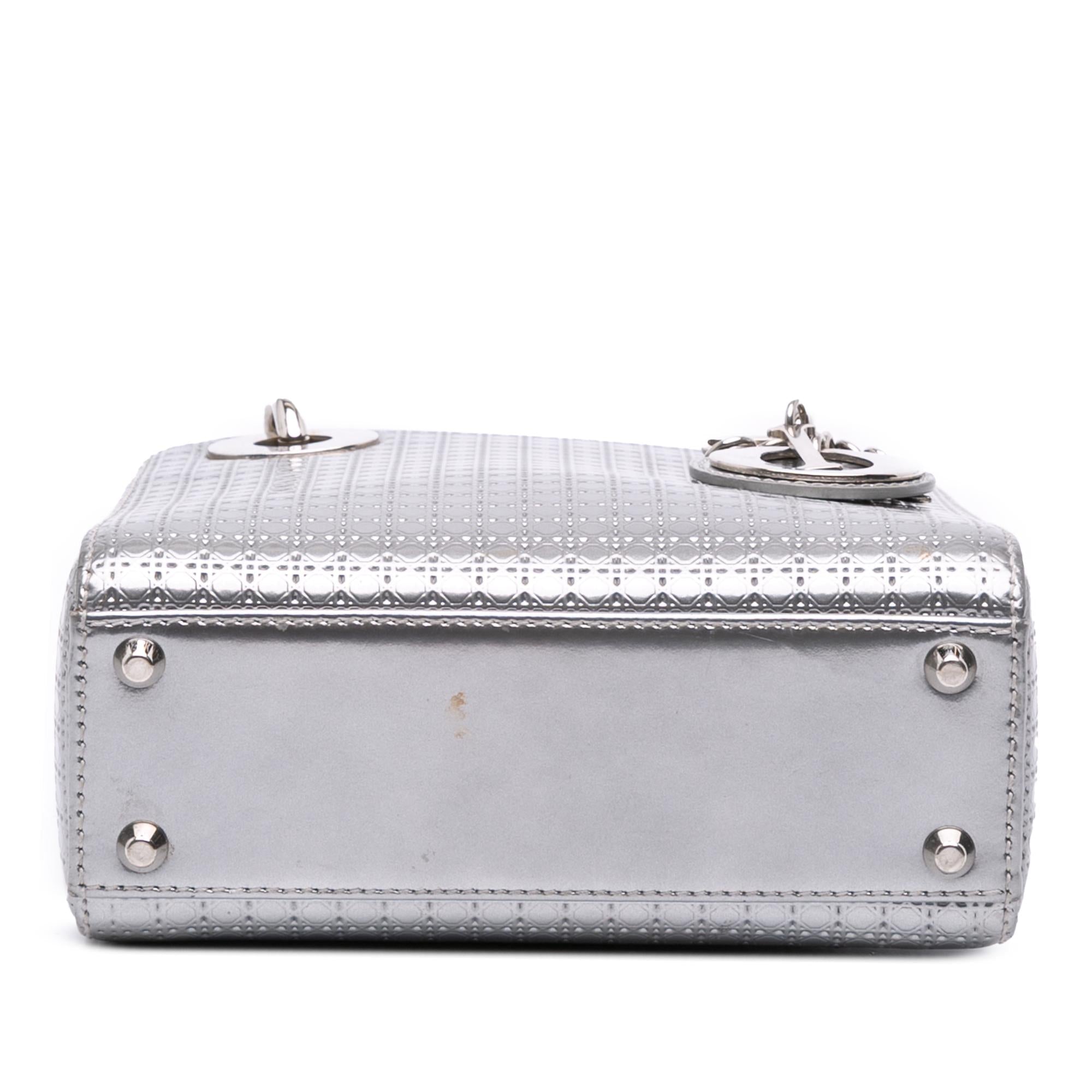 Dior Mini Metallic Patent Microcannage Lady Dior