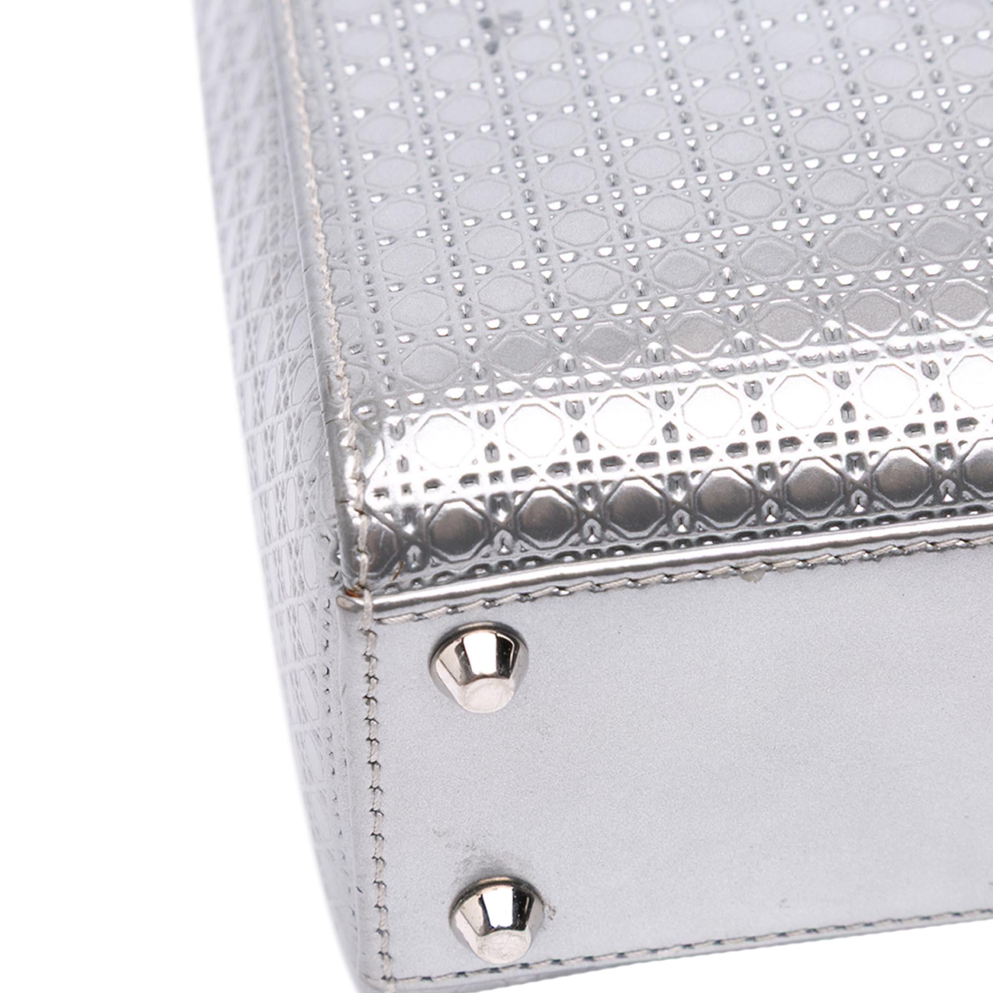 Dior Mini Metallic Patent Microcannage Lady Dior