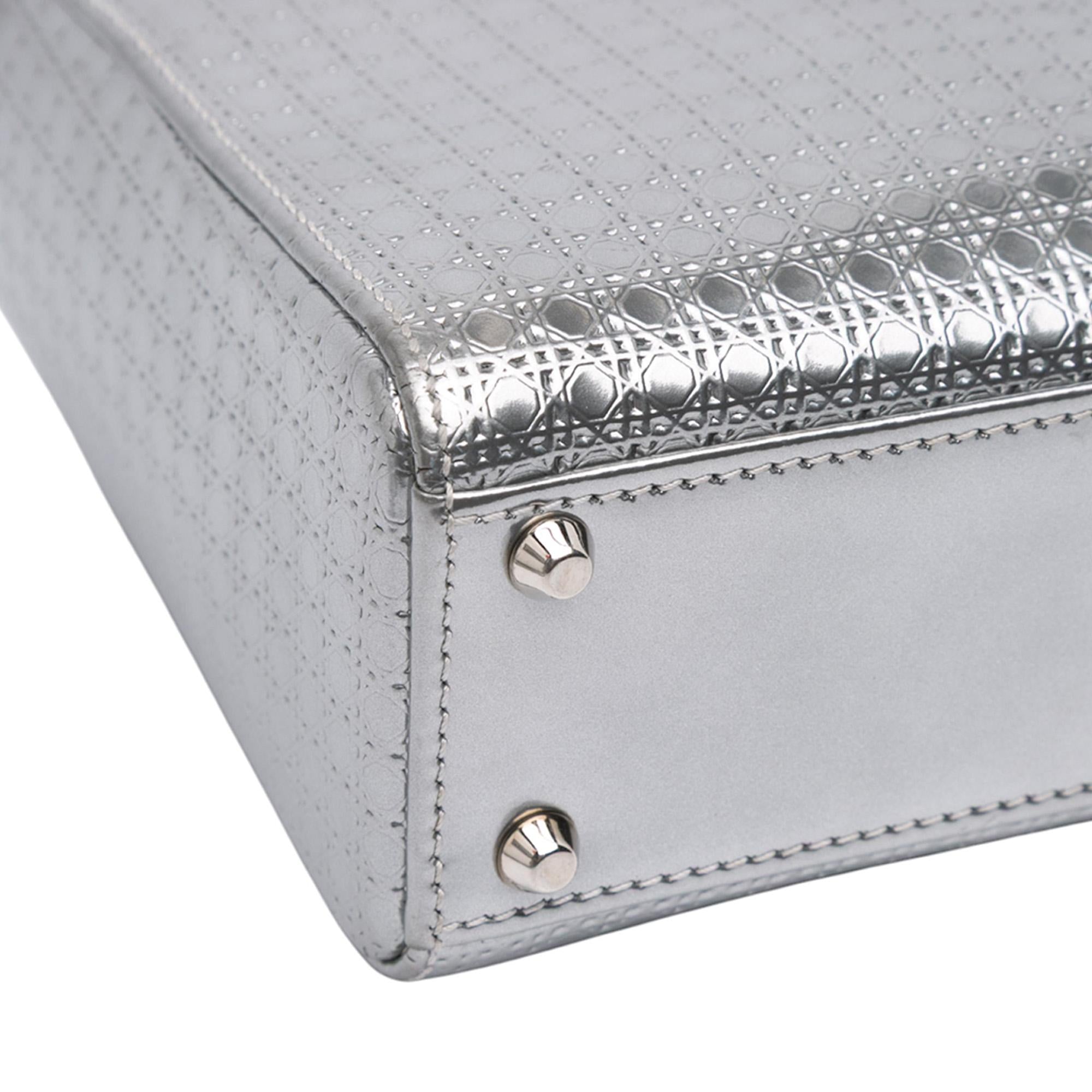Dior Mini Metallic Patent Microcannage Lady Dior