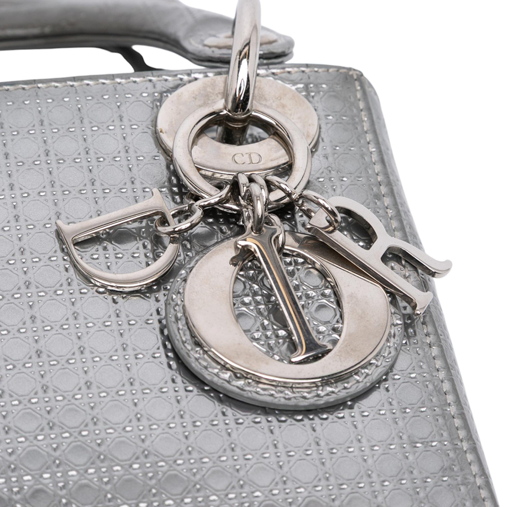 Dior Mini Metallic Patent Microcannage Lady Dior