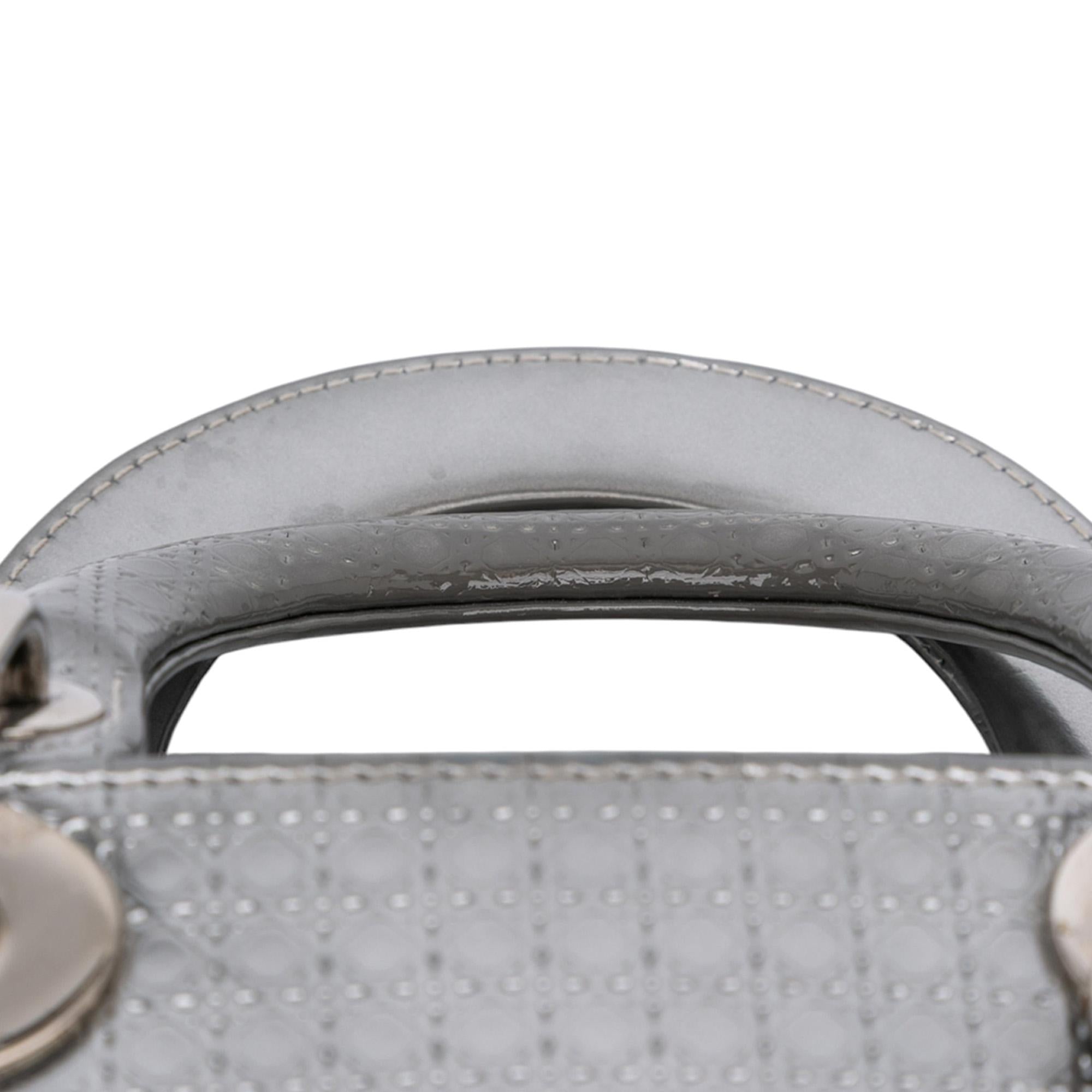 Dior Mini Metallic Patent Microcannage Lady Dior