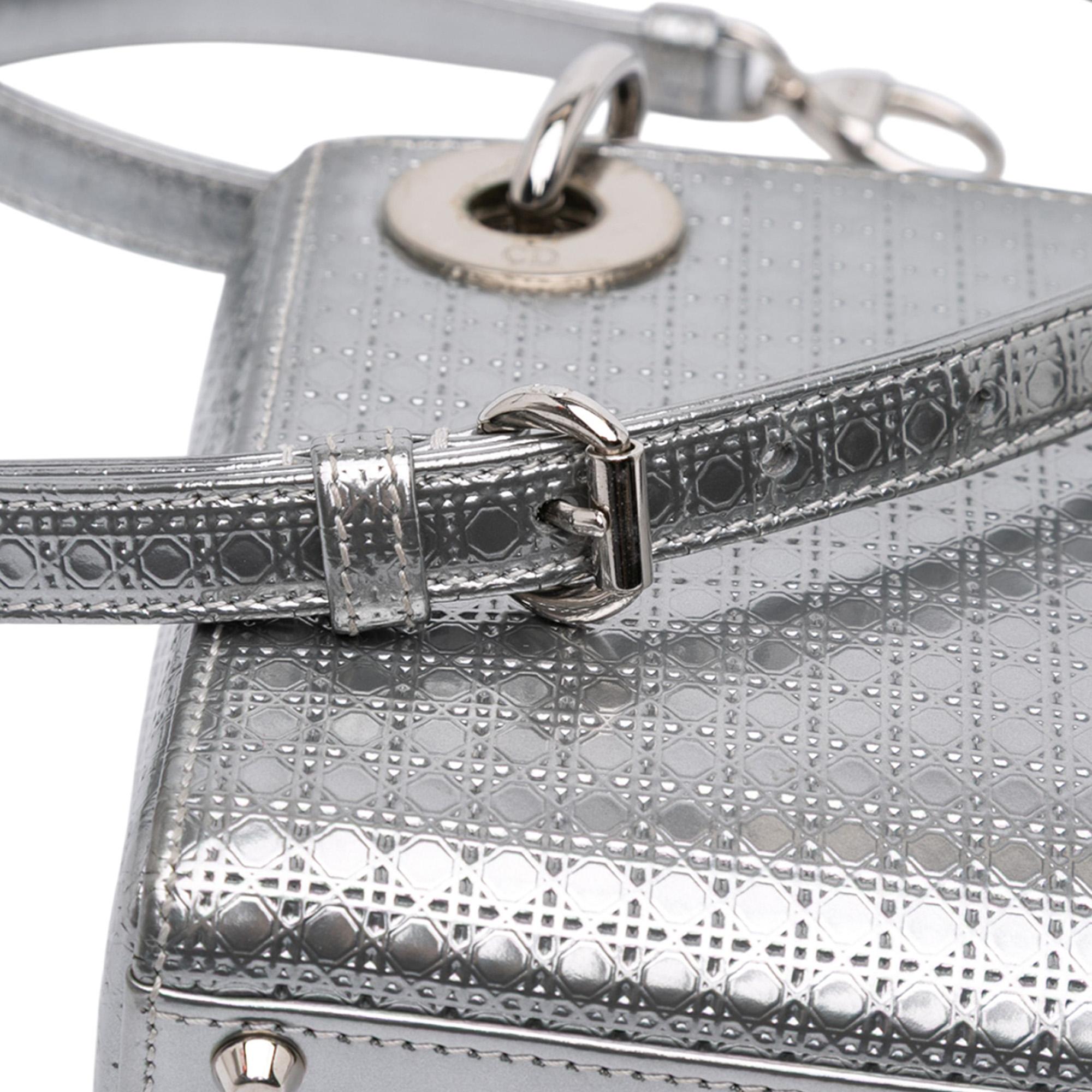 Dior Mini Metallic Patent Microcannage Lady Dior