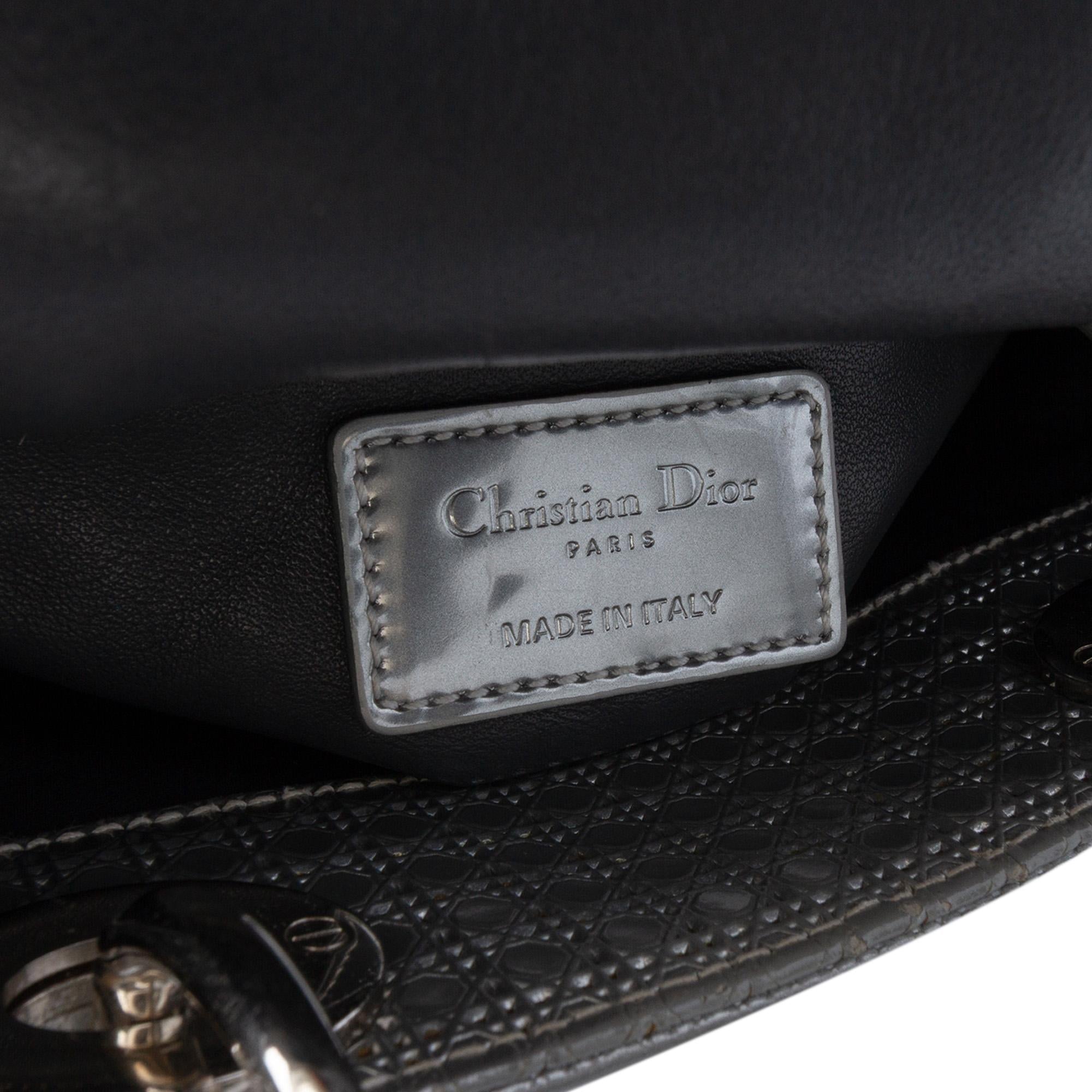Dior Mini Metallic Patent Microcannage Lady Dior