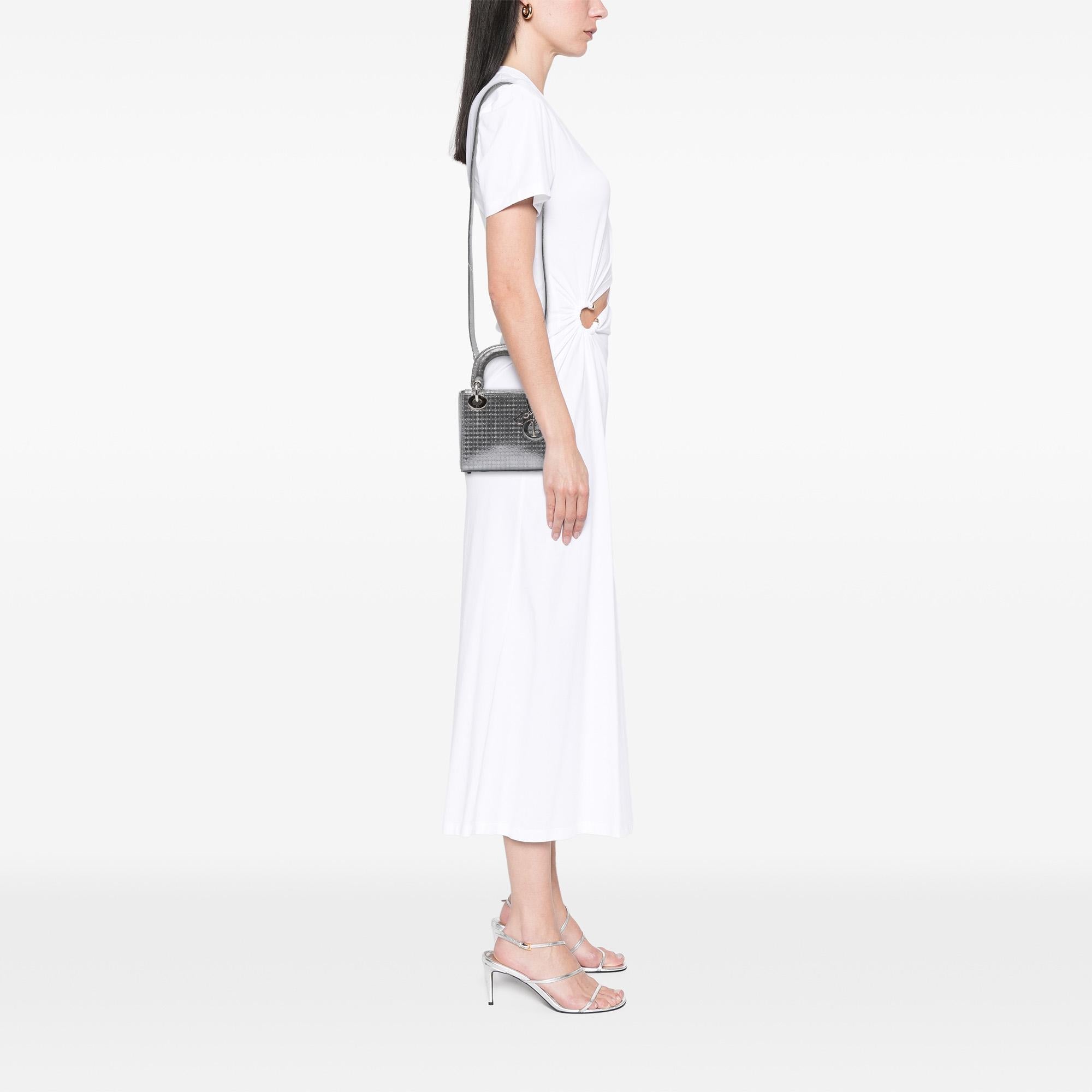 Dior Mini Metallic Patent Microcannage Lady Dior