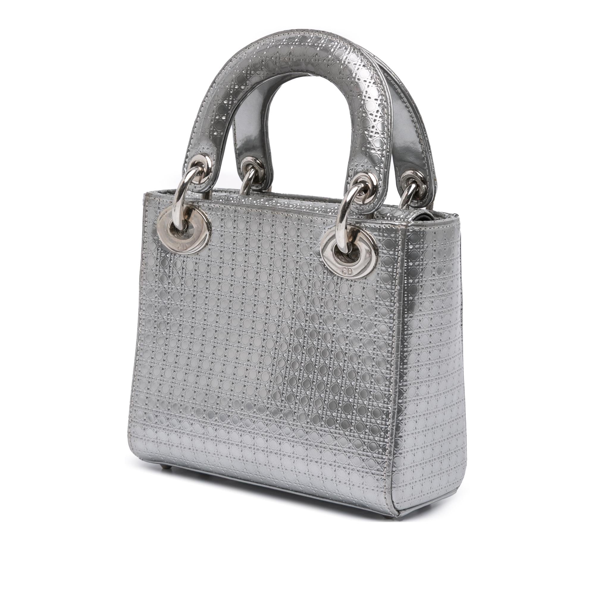 Dior Mini Metallic Patent Microcannage Lady Dior