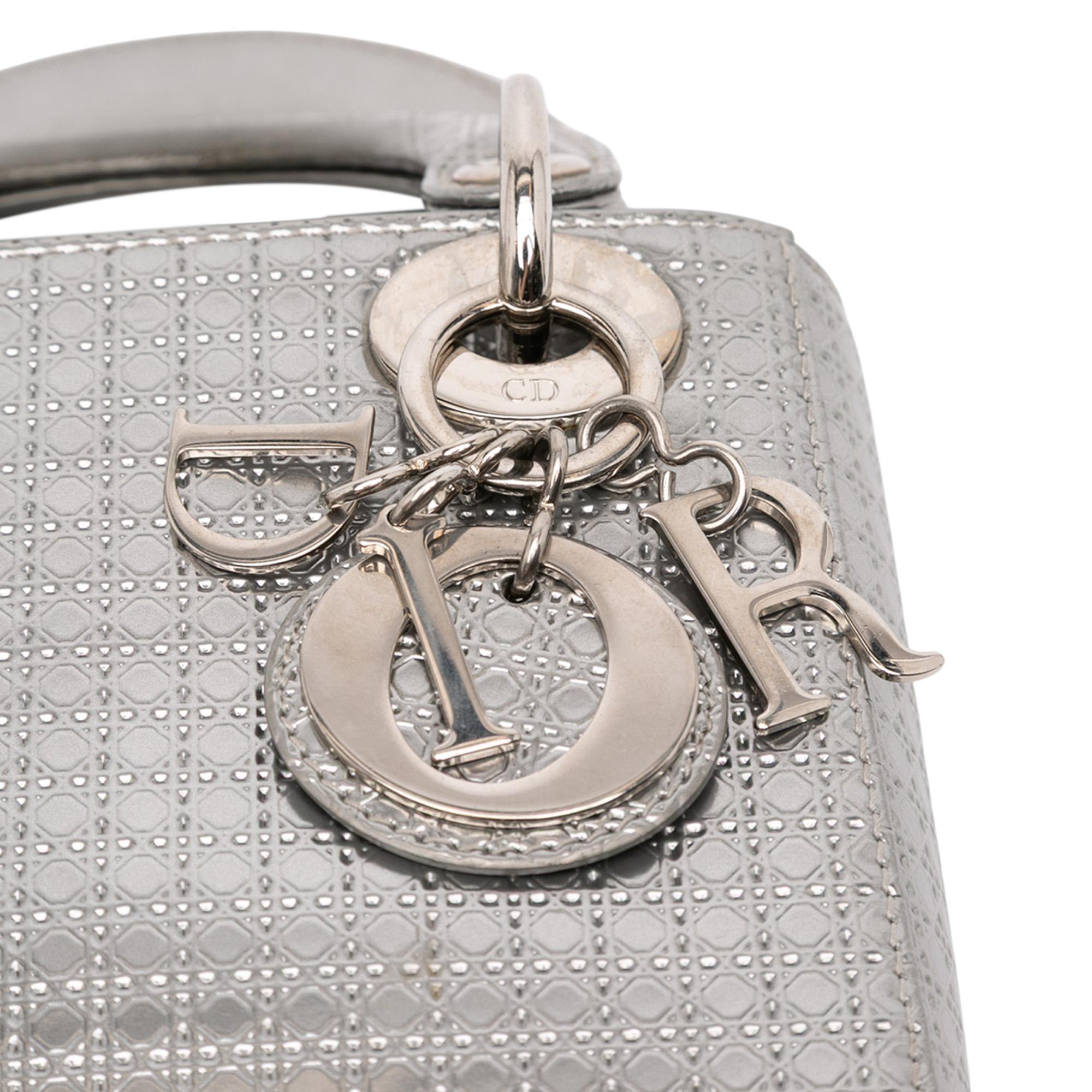 Dior Mini Metallic Patent Microcannage Lady Dior