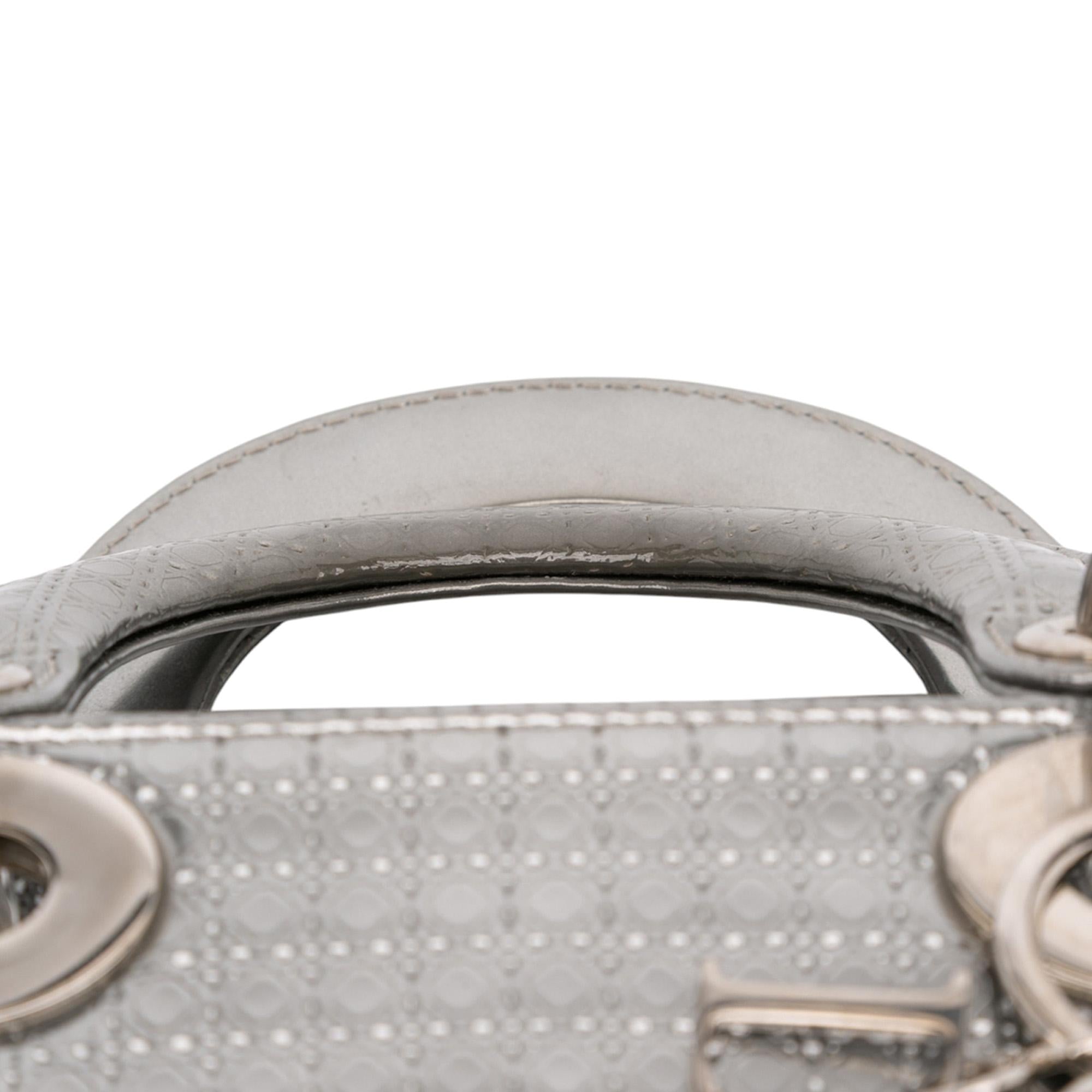 Dior Mini Metallic Patent Microcannage Lady Dior