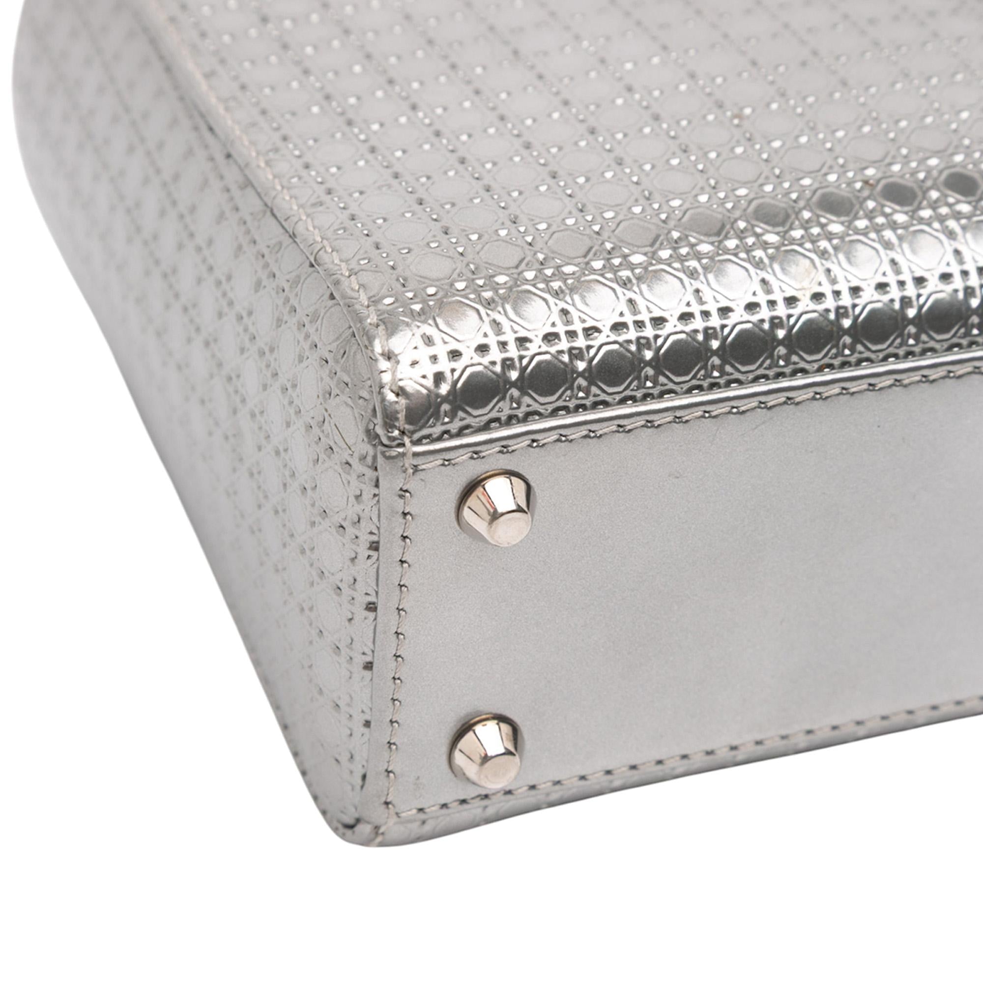 Dior Mini Metallic Patent Microcannage Lady Dior