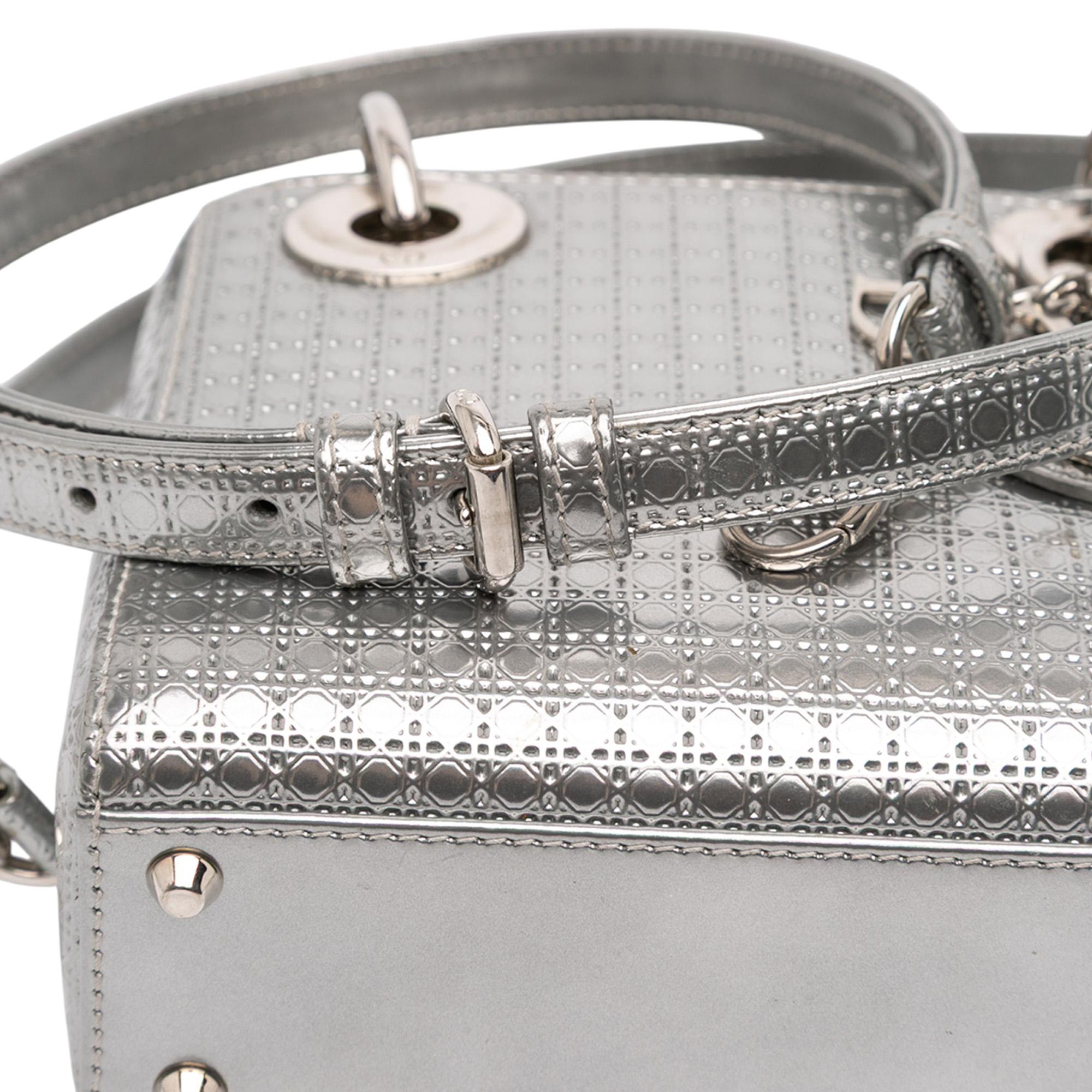 Dior Mini Metallic Patent Microcannage Lady Dior