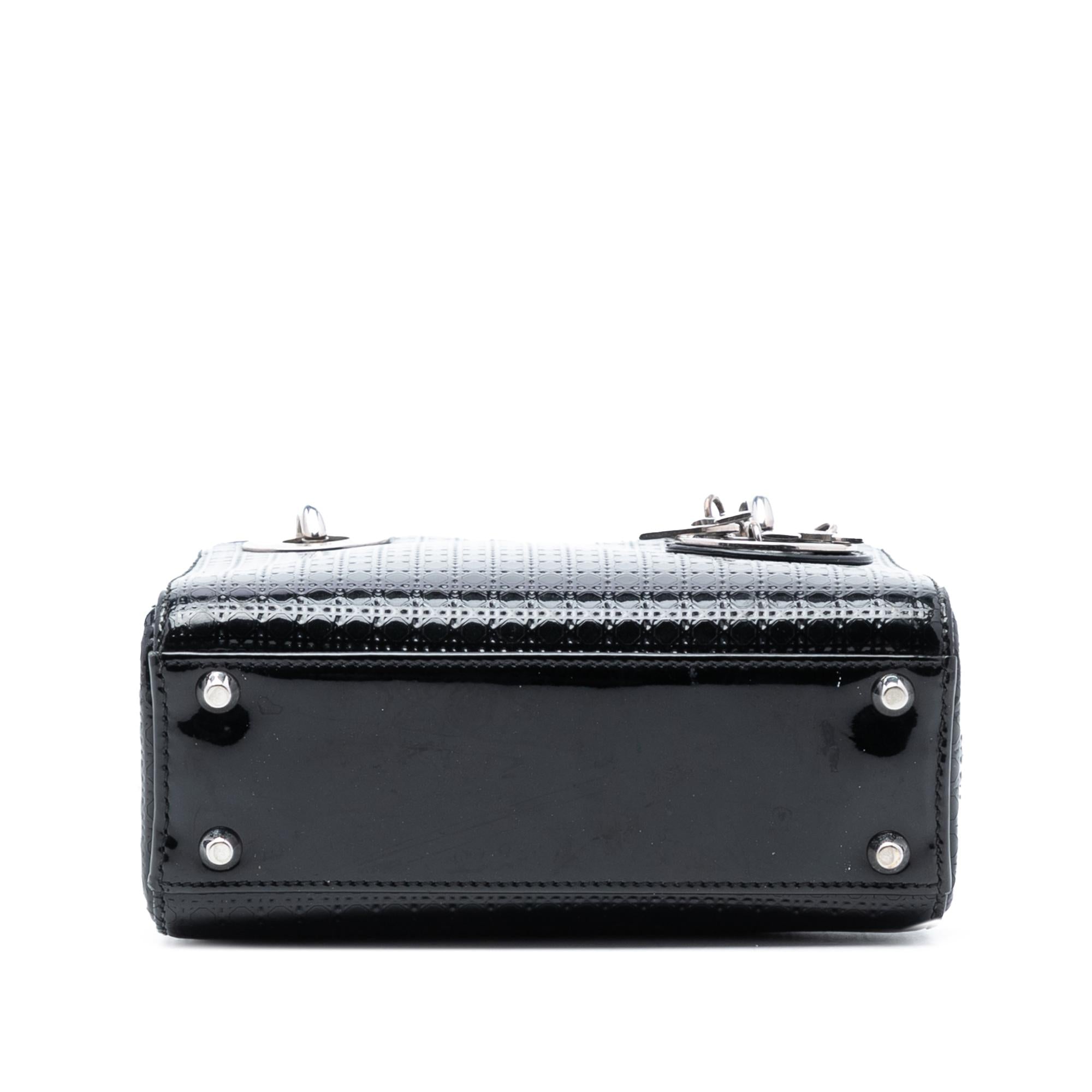 Dior Mini Metallic Patent Microcannage Lady Dior