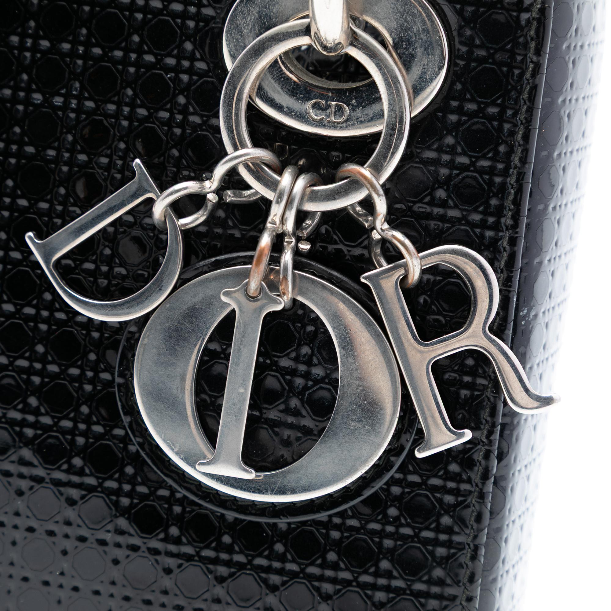 Dior Mini Metallic Patent Microcannage Lady Dior