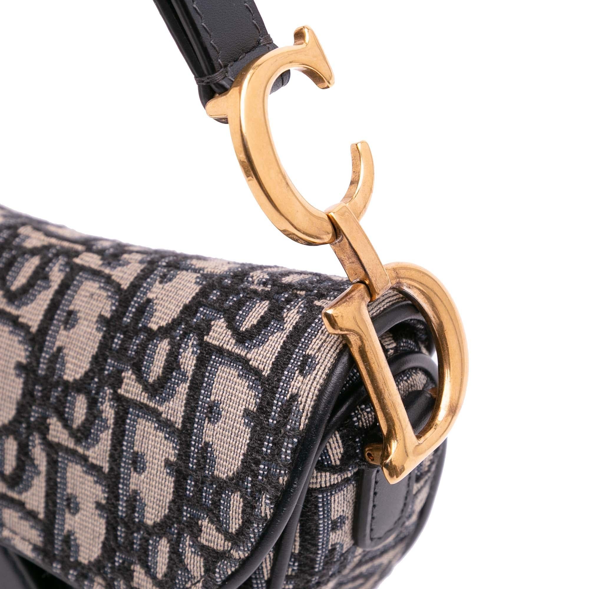 Dior Mini Oblique Canvas Saddle Bag