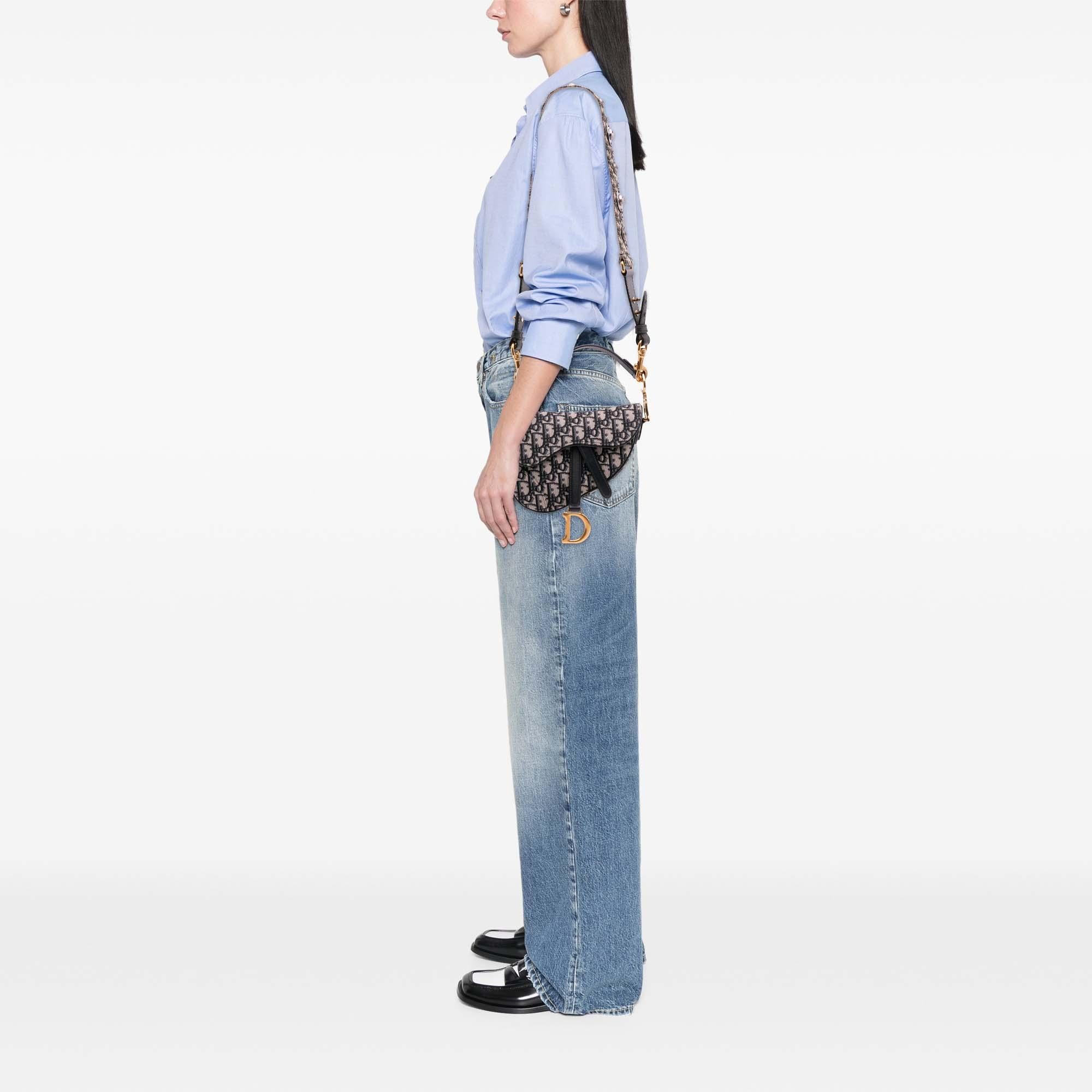 Dior Mini Oblique Canvas Saddle Bag