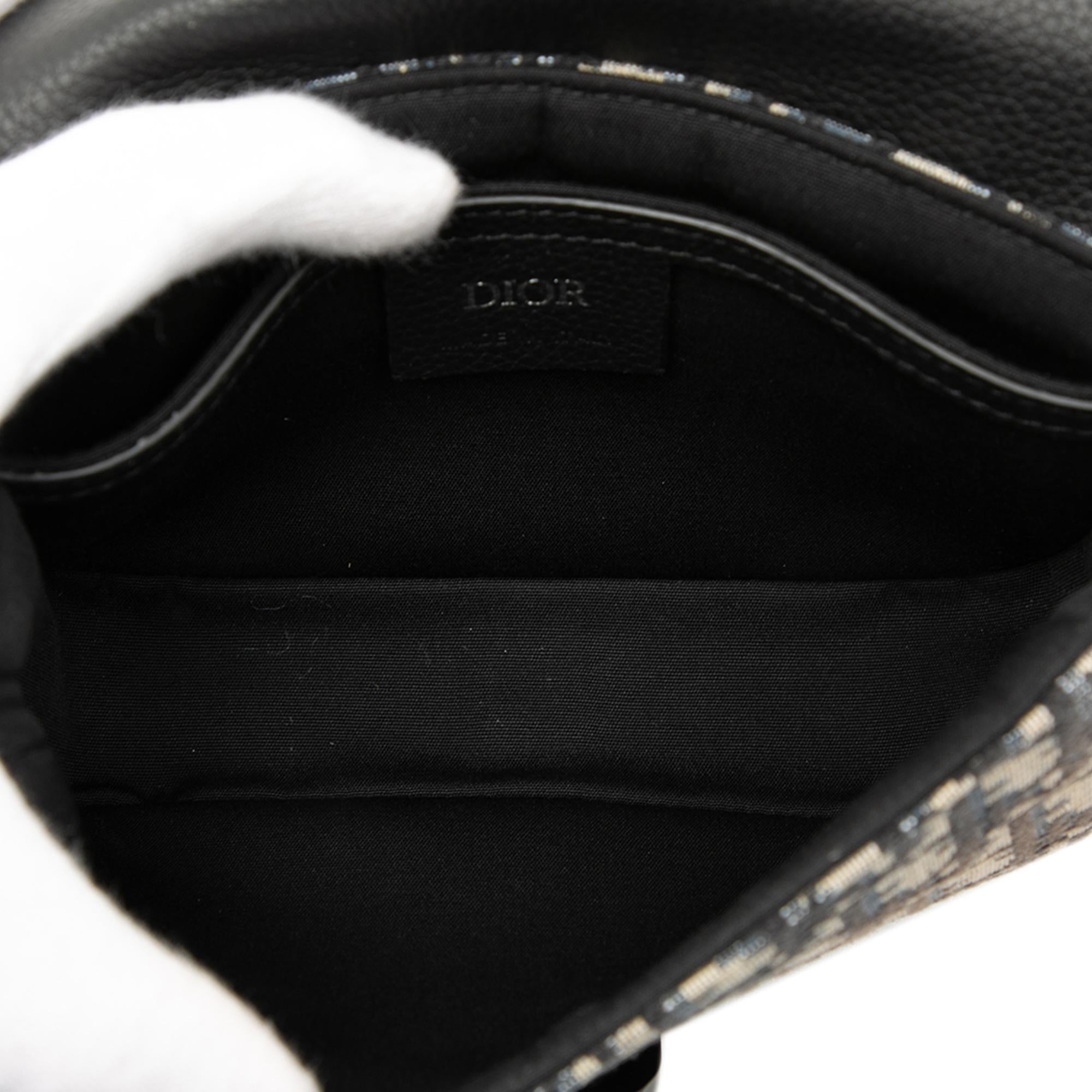 Dior Mini Oblique Canvas Saddle Buckle Messenger Bag
