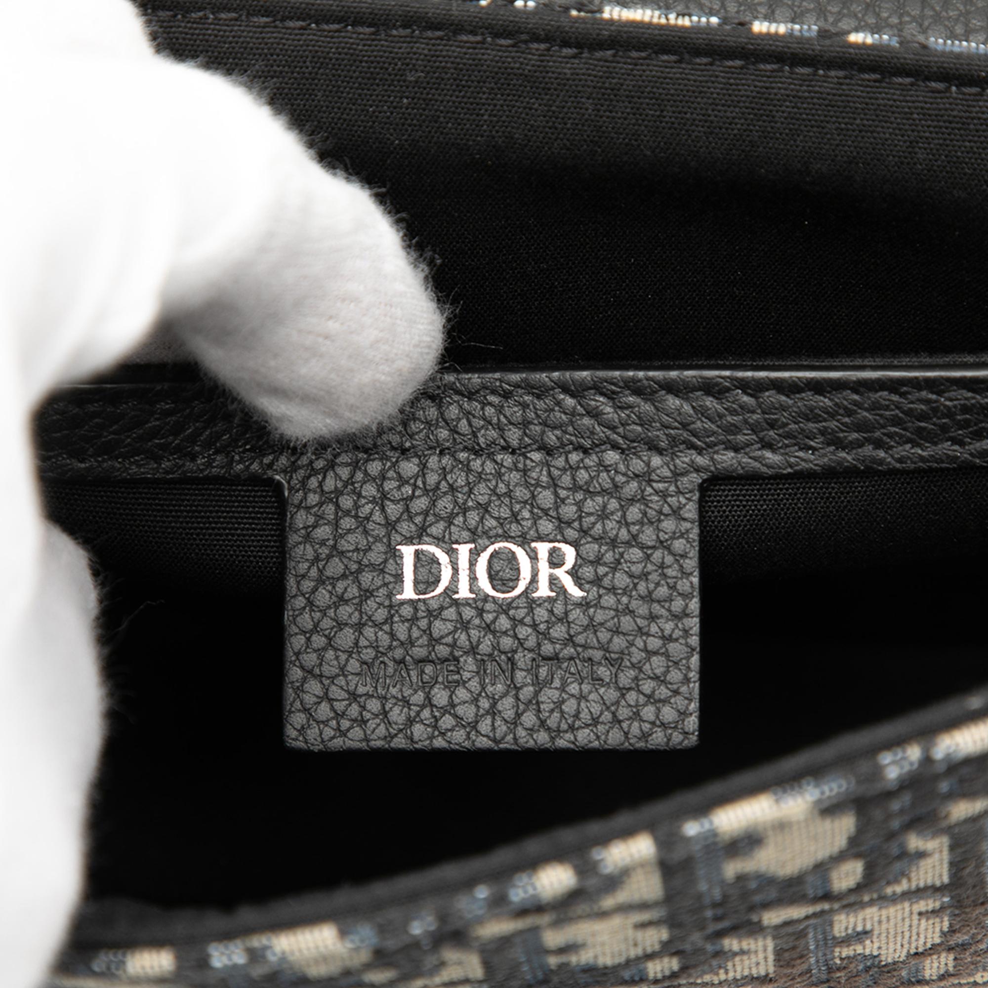 Dior Mini Oblique Canvas Saddle Buckle Messenger Bag