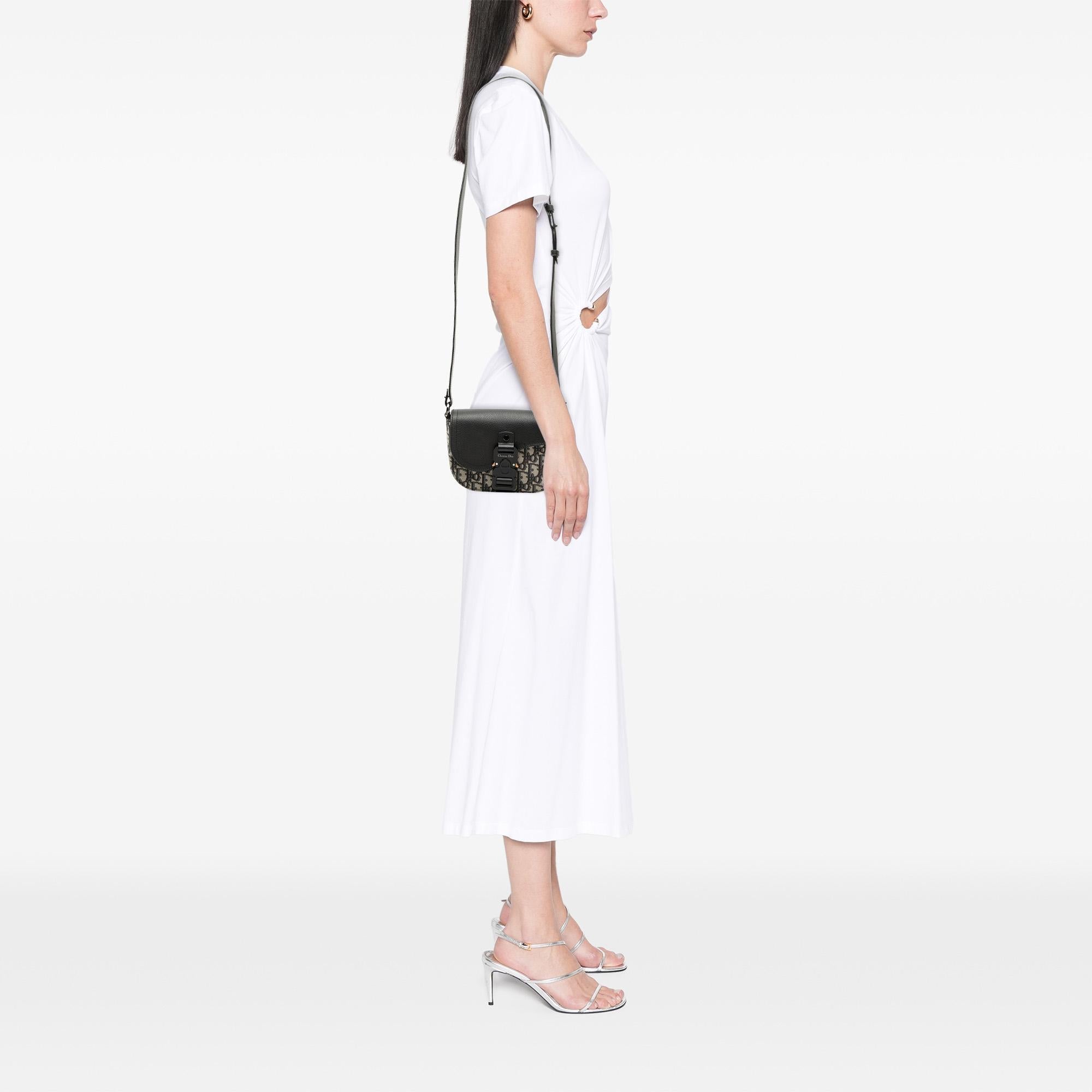 Dior Mini Oblique Canvas Saddle Buckle Messenger Bag