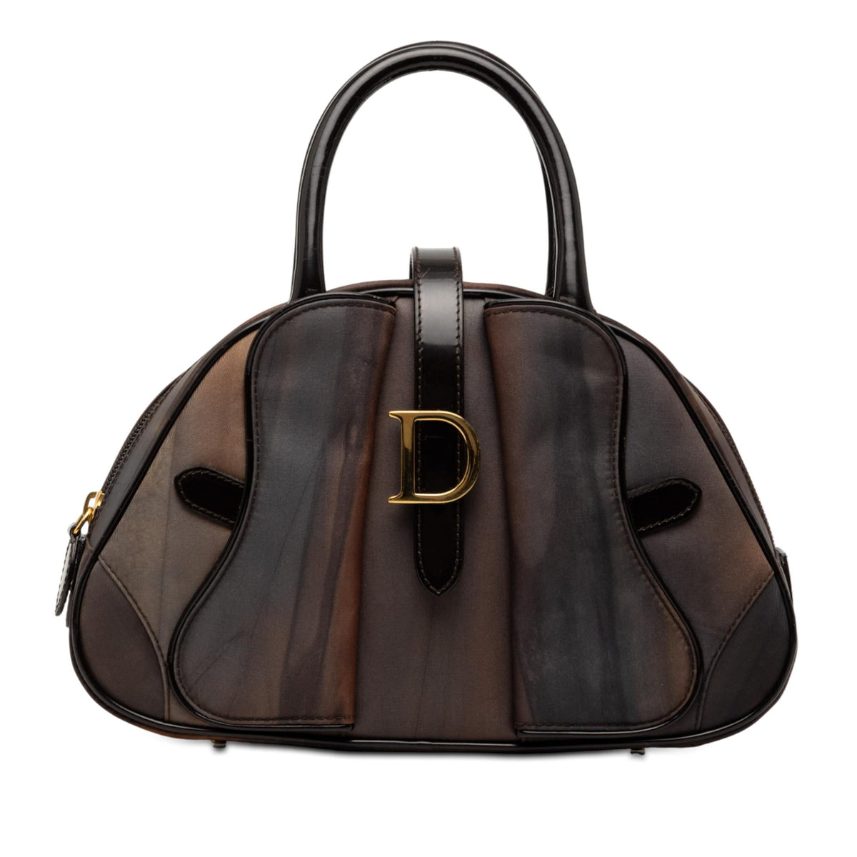 Dior Mini Printed Nylon Double Saddle Bowler Bag