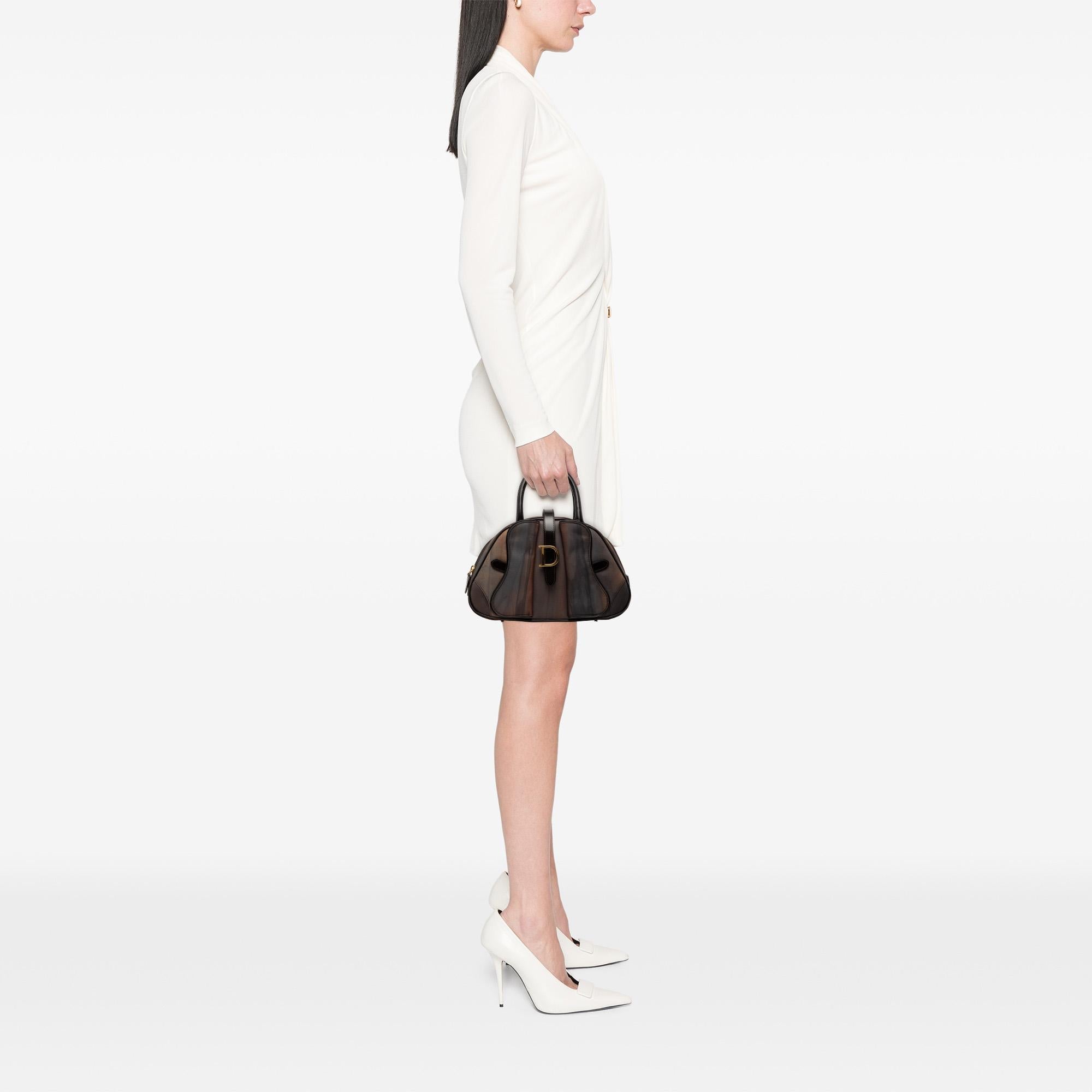 Dior Mini Printed Nylon Double Saddle Bowler Bag