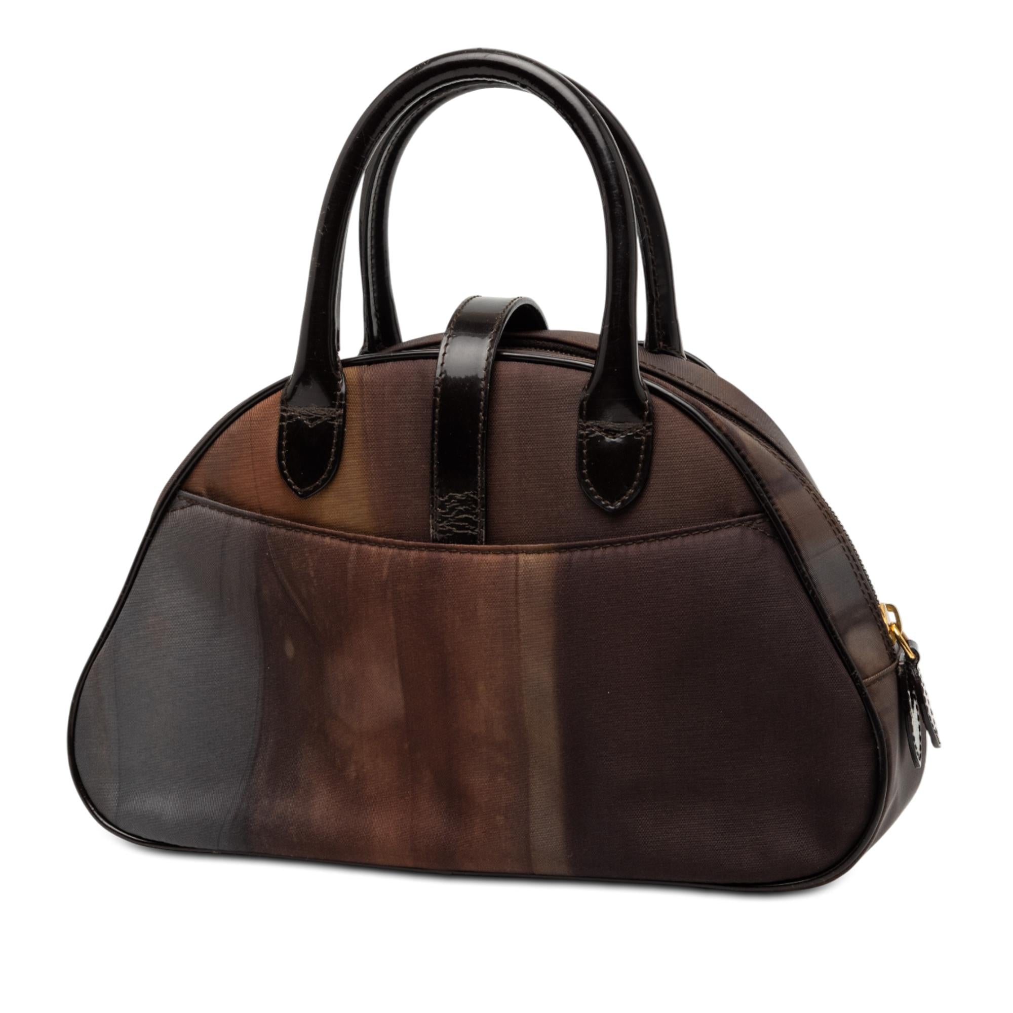 Dior Mini Printed Nylon Double Saddle Bowler Bag