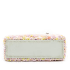 Dior Mini Ruffled Floral Fabric Embellished Lambskin Lady Dior