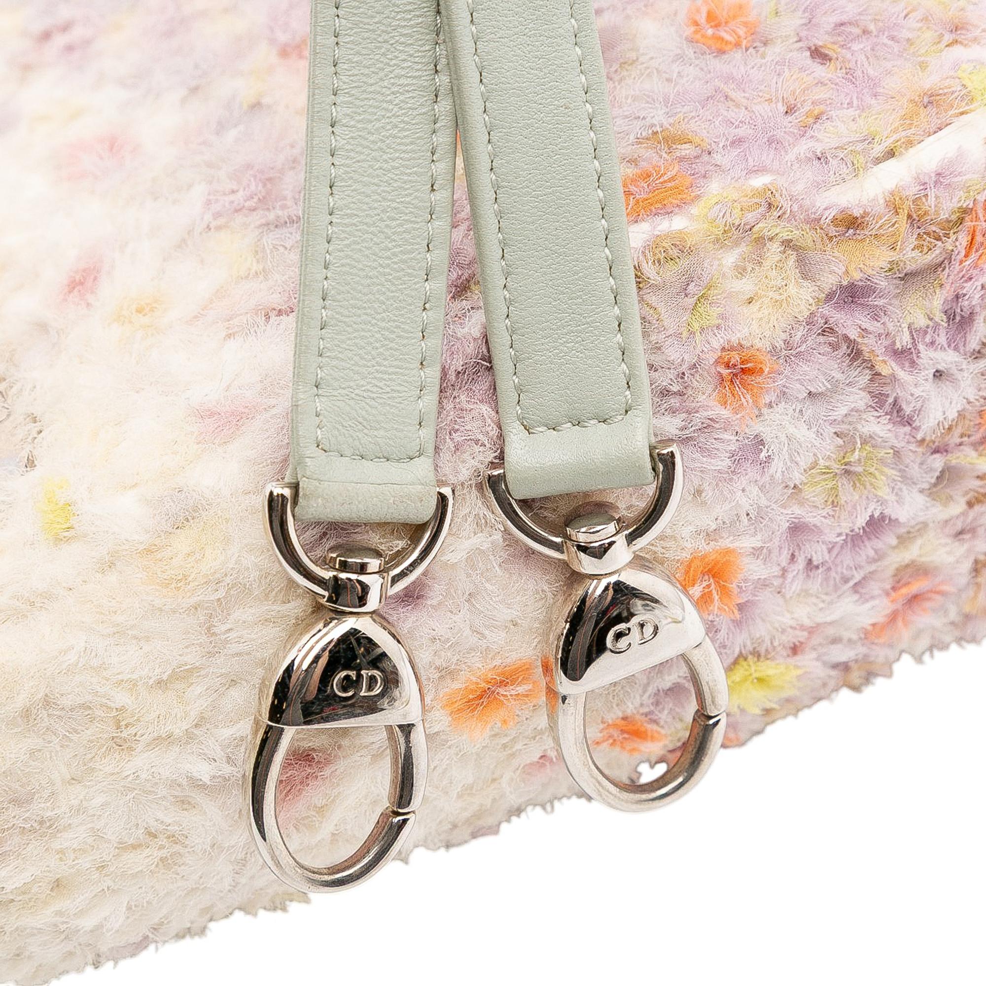 Dior Mini Ruffled Floral Fabric Embellished Lambskin Lady Dior