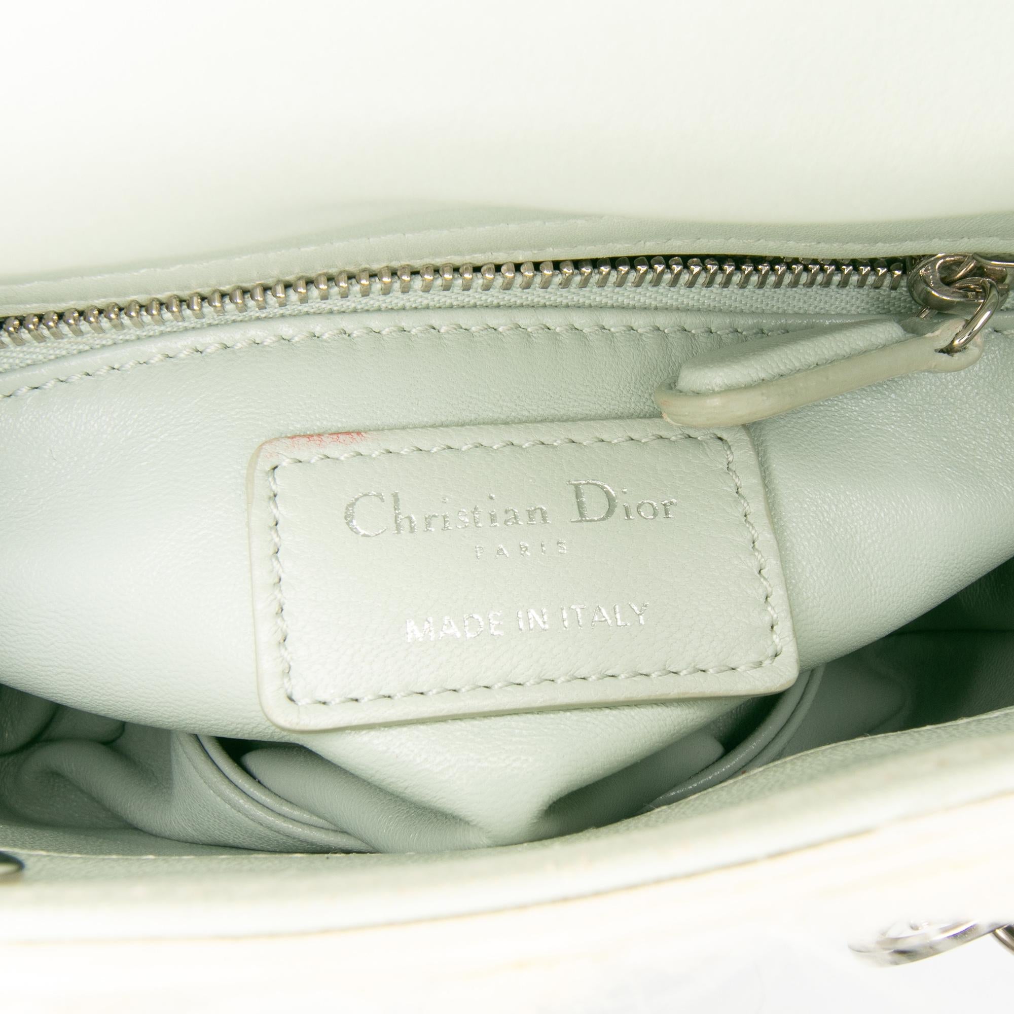 Dior Mini Ruffled Floral Fabric Embellished Lambskin Lady Dior