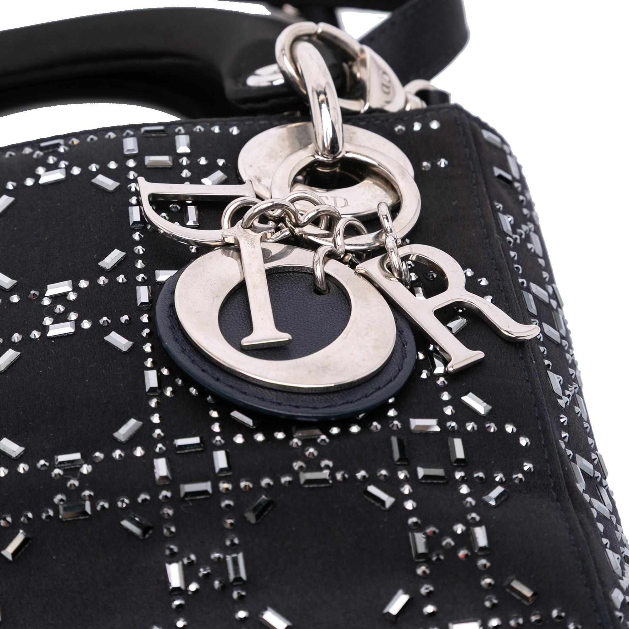Dior Mini Satin Cannage Strass Crystal Embellished Lady Dior