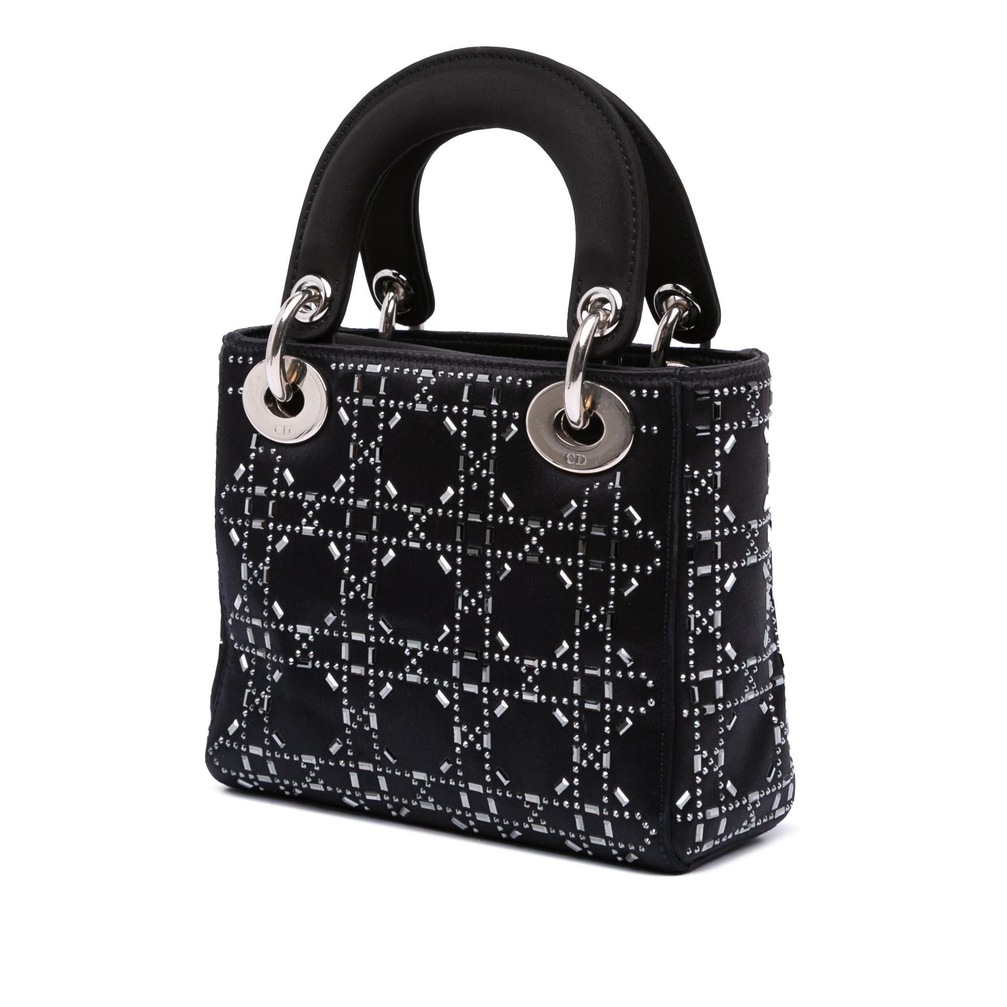 Dior Mini Satin Cannage Strass Crystal Embellished Lady Dior