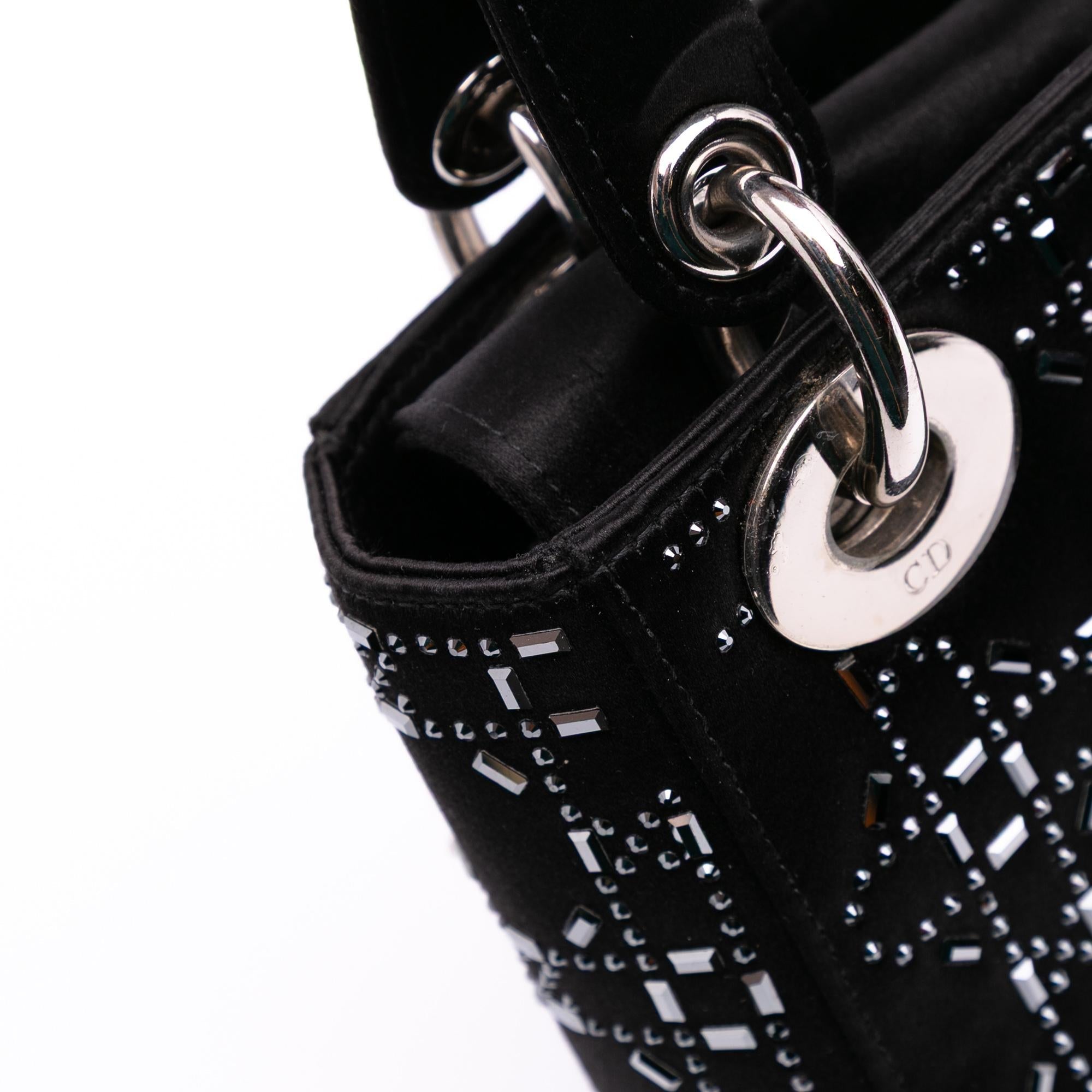 Dior Mini Satin Cannage Strass Crystal Embellished Lady Dior