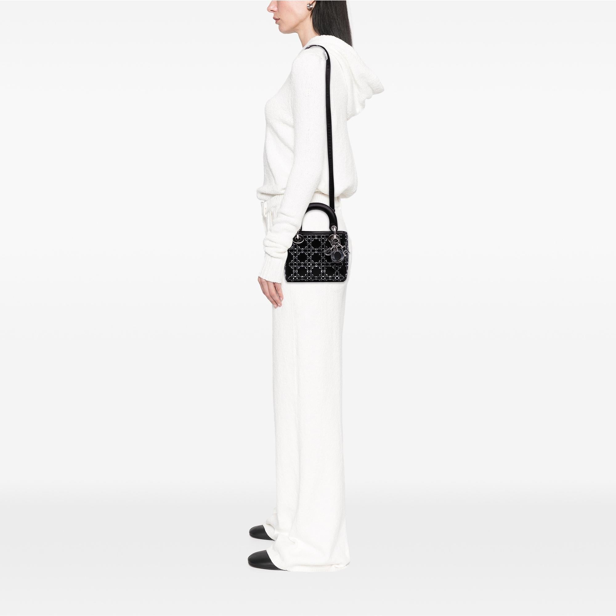 Dior Mini Satin Cannage Strass Crystal Embellished Lady Dior